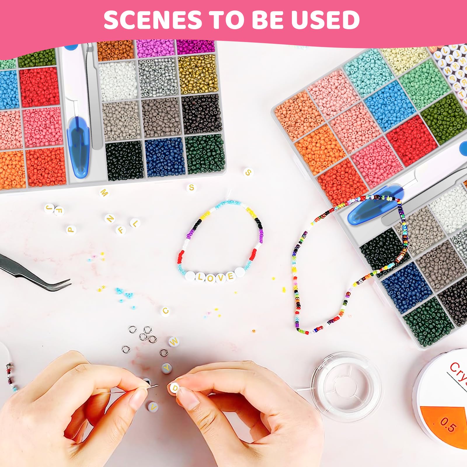 Kit Perline Per Braccialetti 12662 Pezzi - 24 Colori, Lettere, Accessori Fai Da Te - Foto 3