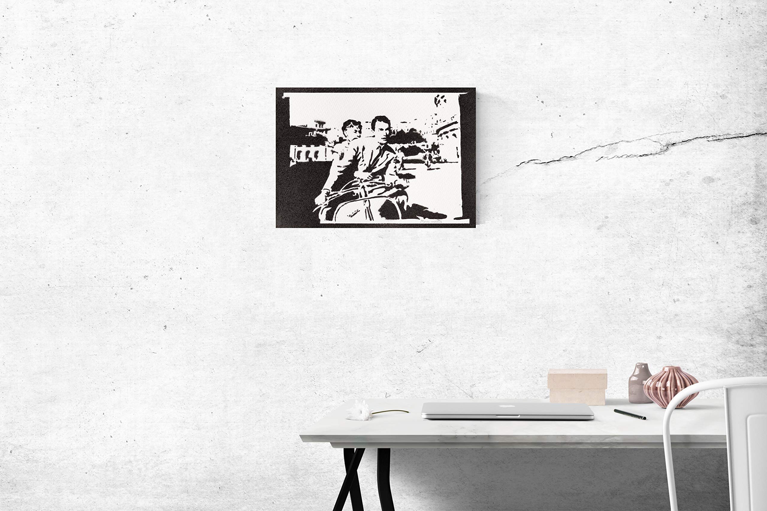 moreno-mata Real Handmade Graffiti Roman Holiday Cary and Audrey Films Poster Room Decor Home Wall Art Decoration Bedroom Gifts for Men and Women - Image 2