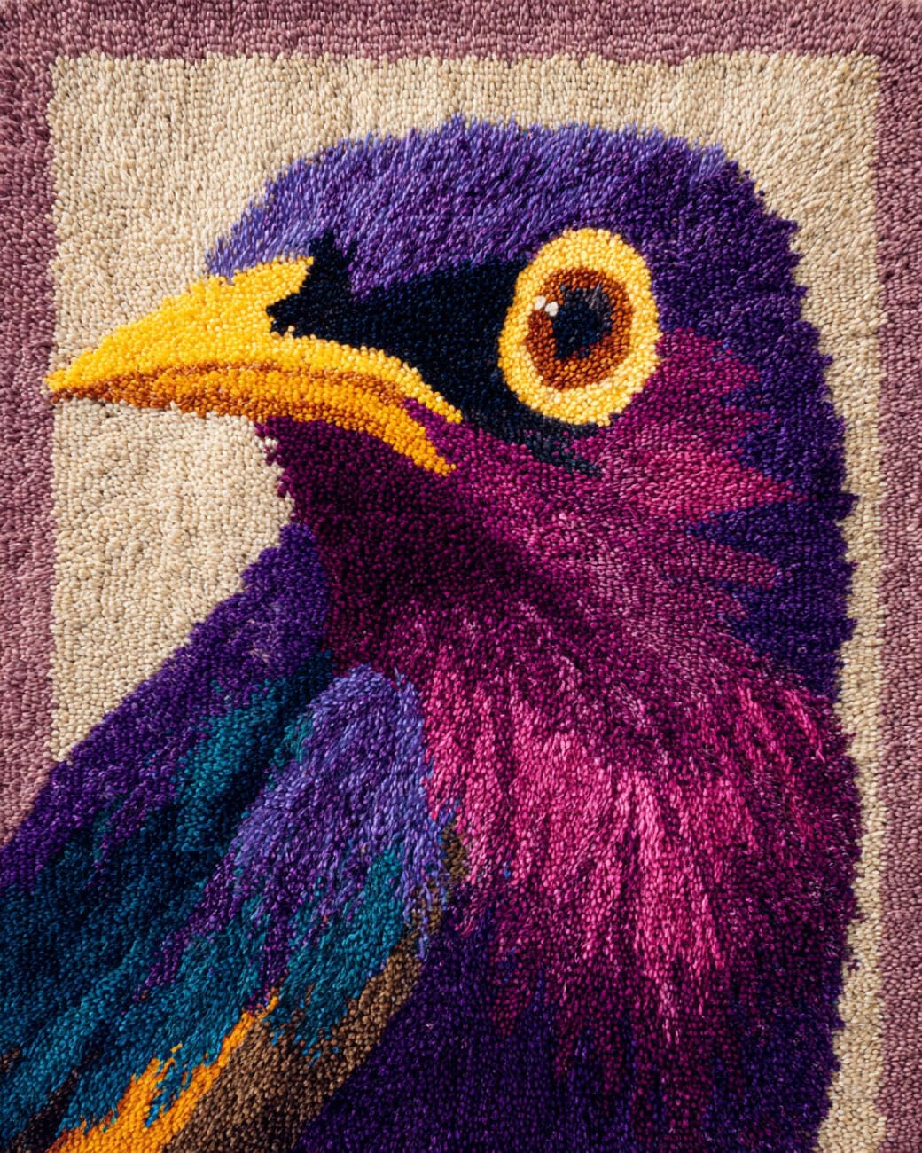 Ambattery W Large Rug Making Kit Colorful Bird 60X40cm