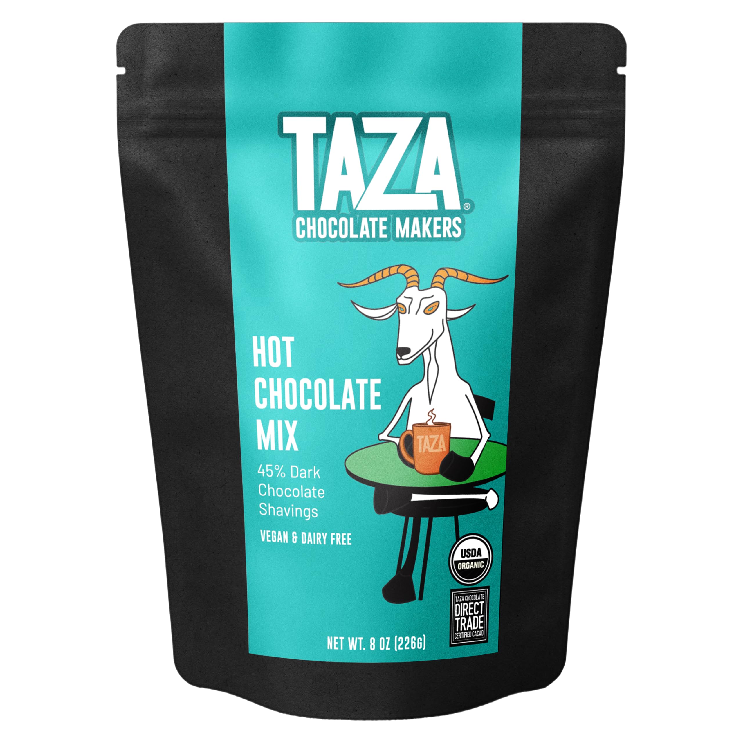 Taza Chocolate Organic 40% Dark Shaved Hot Chocolate Mix, 8 oz Bag | Organic, Vegan, Stone Ground Cacao Powder, Ethically Sourced Nibs, Rich & Dairy-Free, 1 Count