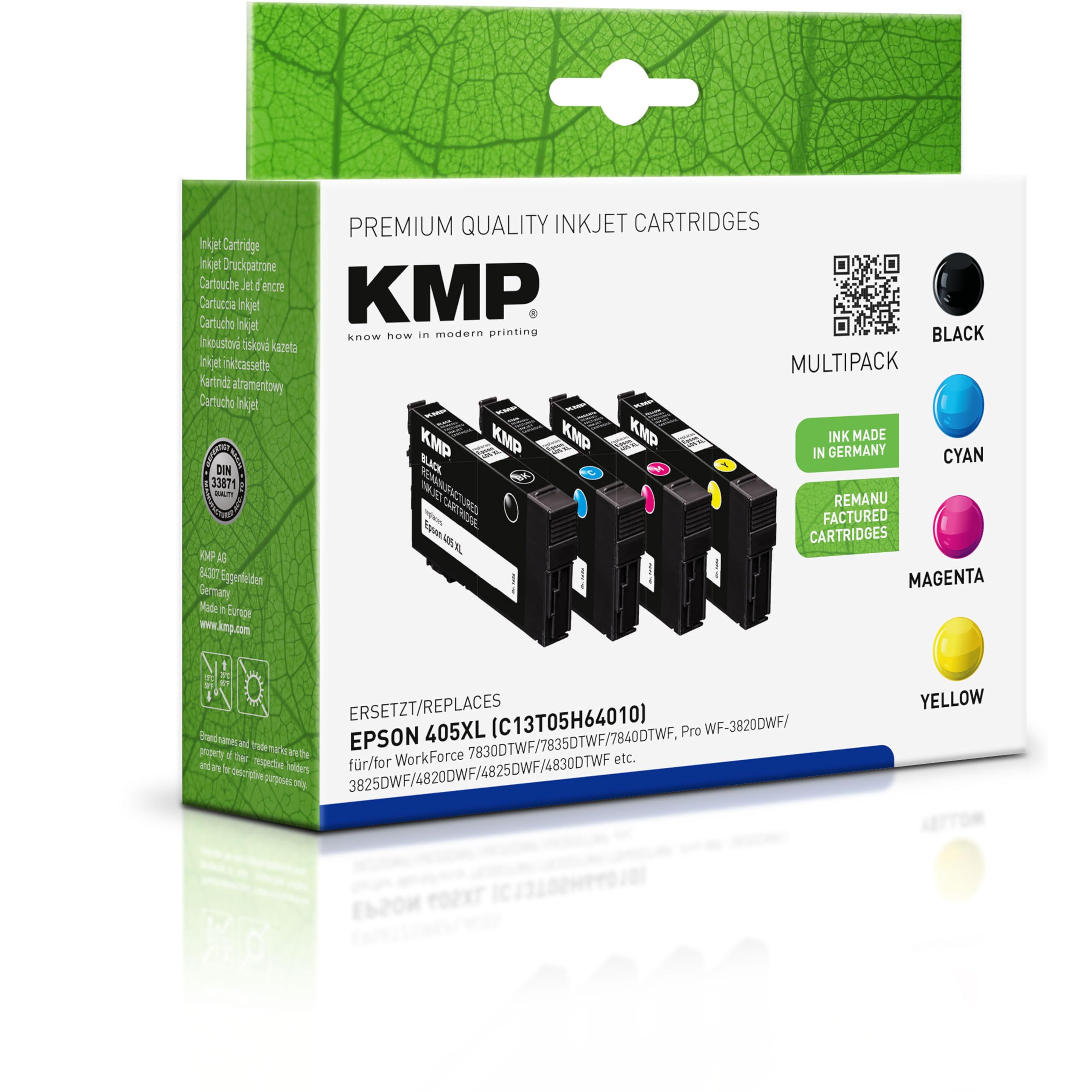 KMP Tintenpatrone passend für Epson 405XL (C13T05H64010) Multipack - 16564005 - für Epson Workforce Pro WF-3825 DWF, WF-4825 DWF, WF-7835 DTWf... etc.