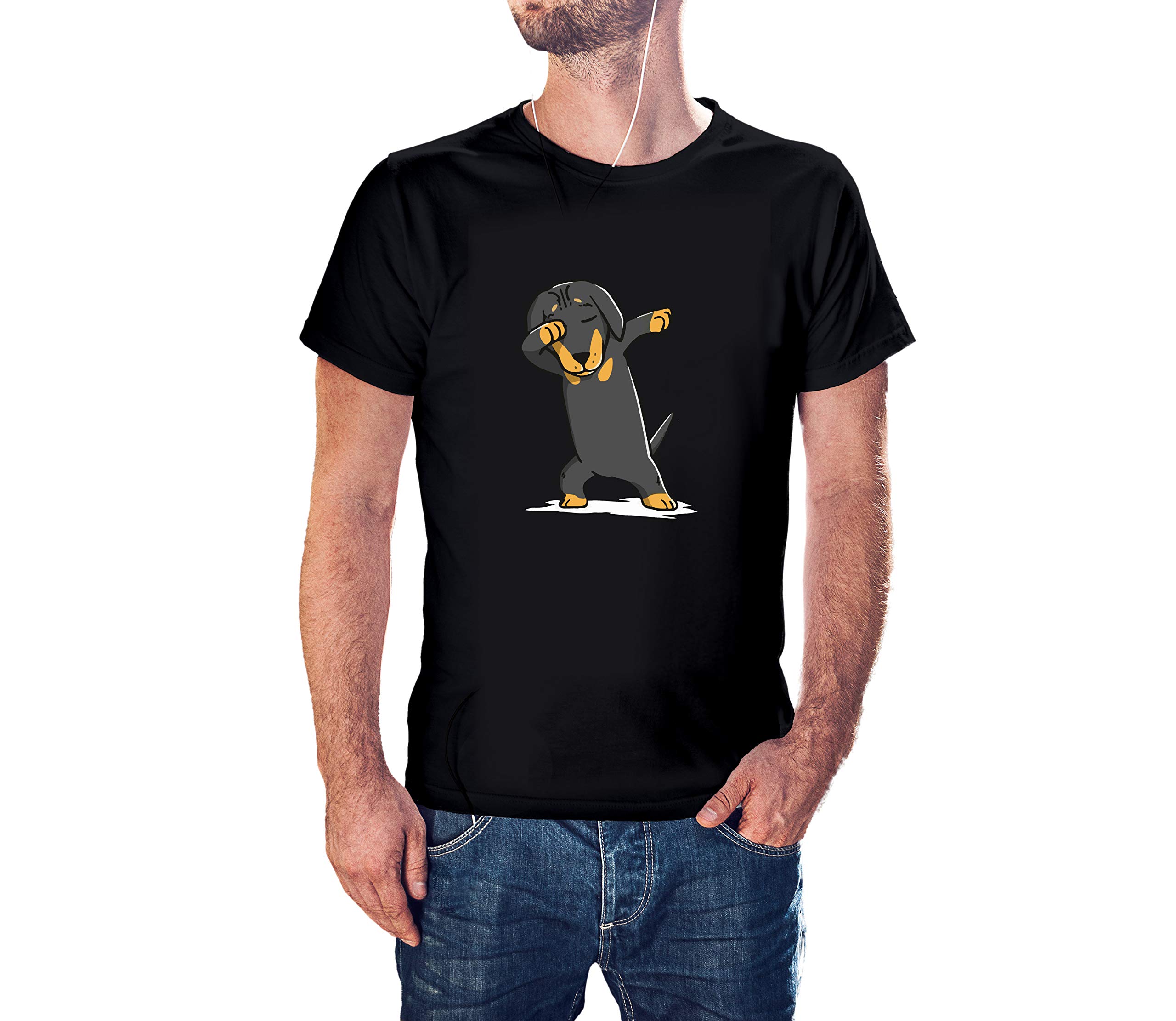 Volume 9Dabbing Dog Rottweiler 100% Cotton Round Neck Graphic Printed T Shirt for Men Women,Dog lovert Shirt, Dog Pattern t Shirt, Pet Lover t Shirt. Black