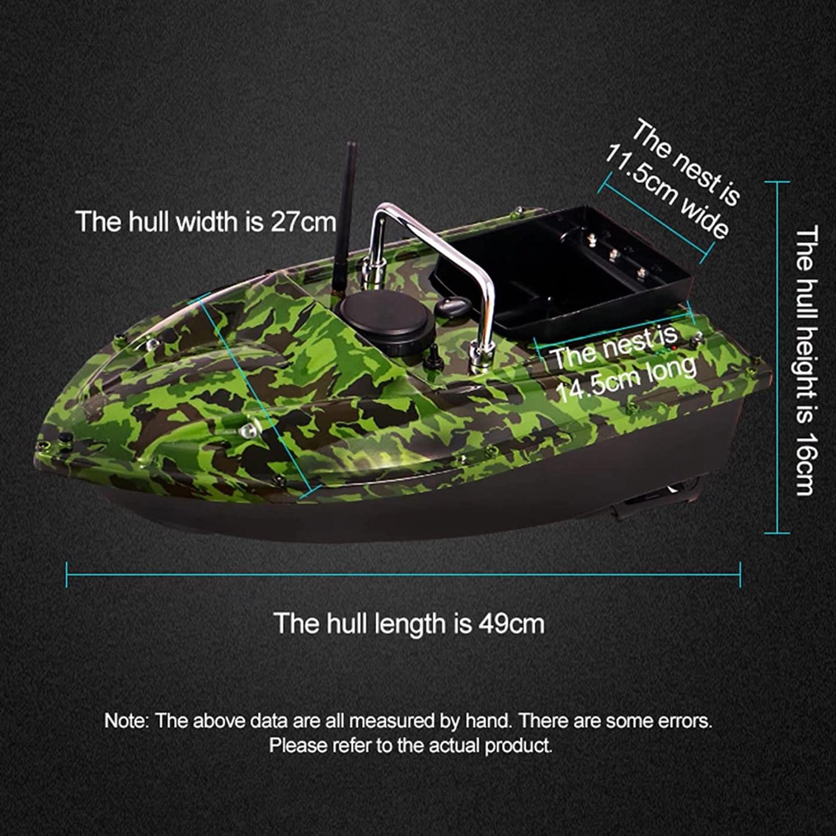 Nuevo Smart Bait Boat 500m Barco de Cebo de Pescado con Bolsa de Barco de Cebo y batería de 5200 mAh Luz Nocturna LED Barco de Cebo de Carpa Crucero automático Herramienta de Pesca Adicional