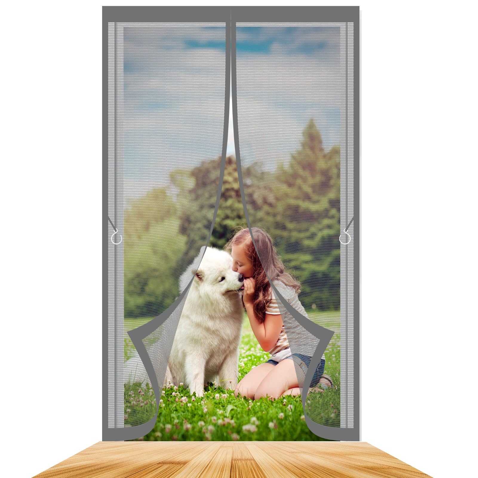 Baiyunfc Grey Magnetic Fly Screens For Doors 86 X 200 Cm Keeping Out Flies & Bug, Keep Fresh Air In Heavy Duty Bug Mesh Curtain Hundreds Of Sizes For Bedroom/Balcony/Kitchen, Etc.,