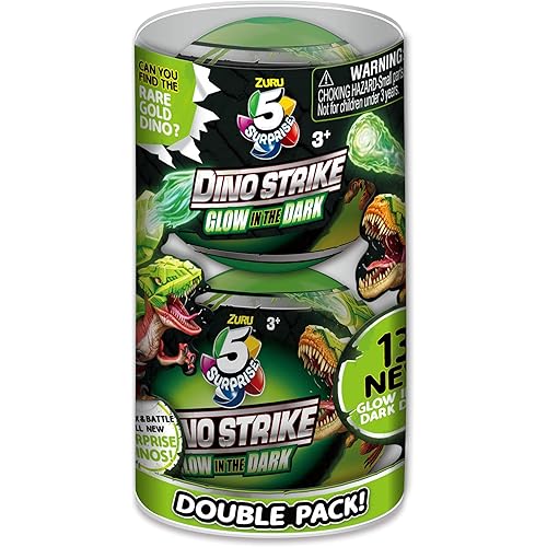 5 Surprise Dino Strike Surprise Mystery Battling Collectible Dinos by ZURU (2 Pack) Glow in The Dark
