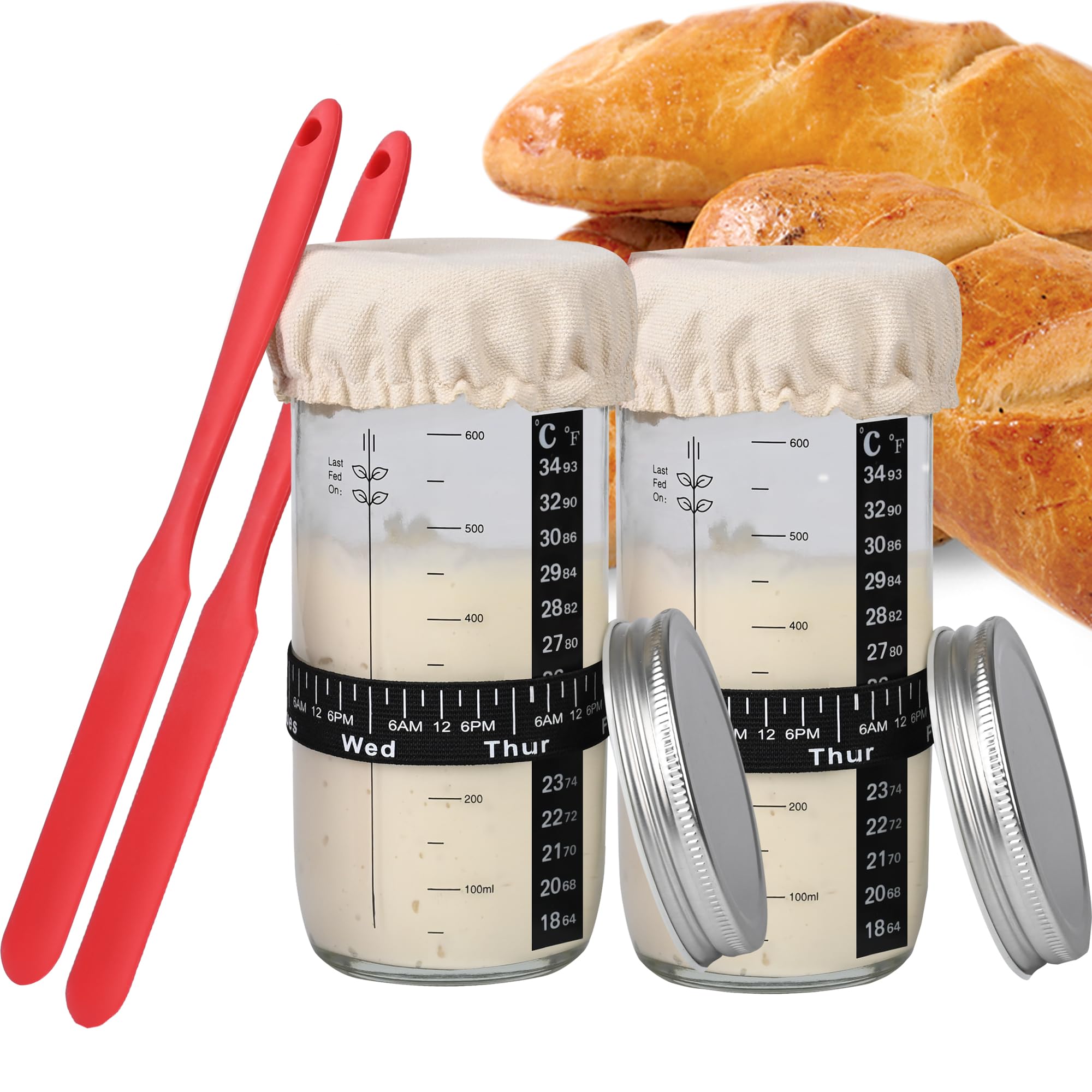 Kit Lievito Madre Con Barattolo 730ml - Include Fascia Data, Lama Pane, Raschietto E Sling Silicone - Foto 10