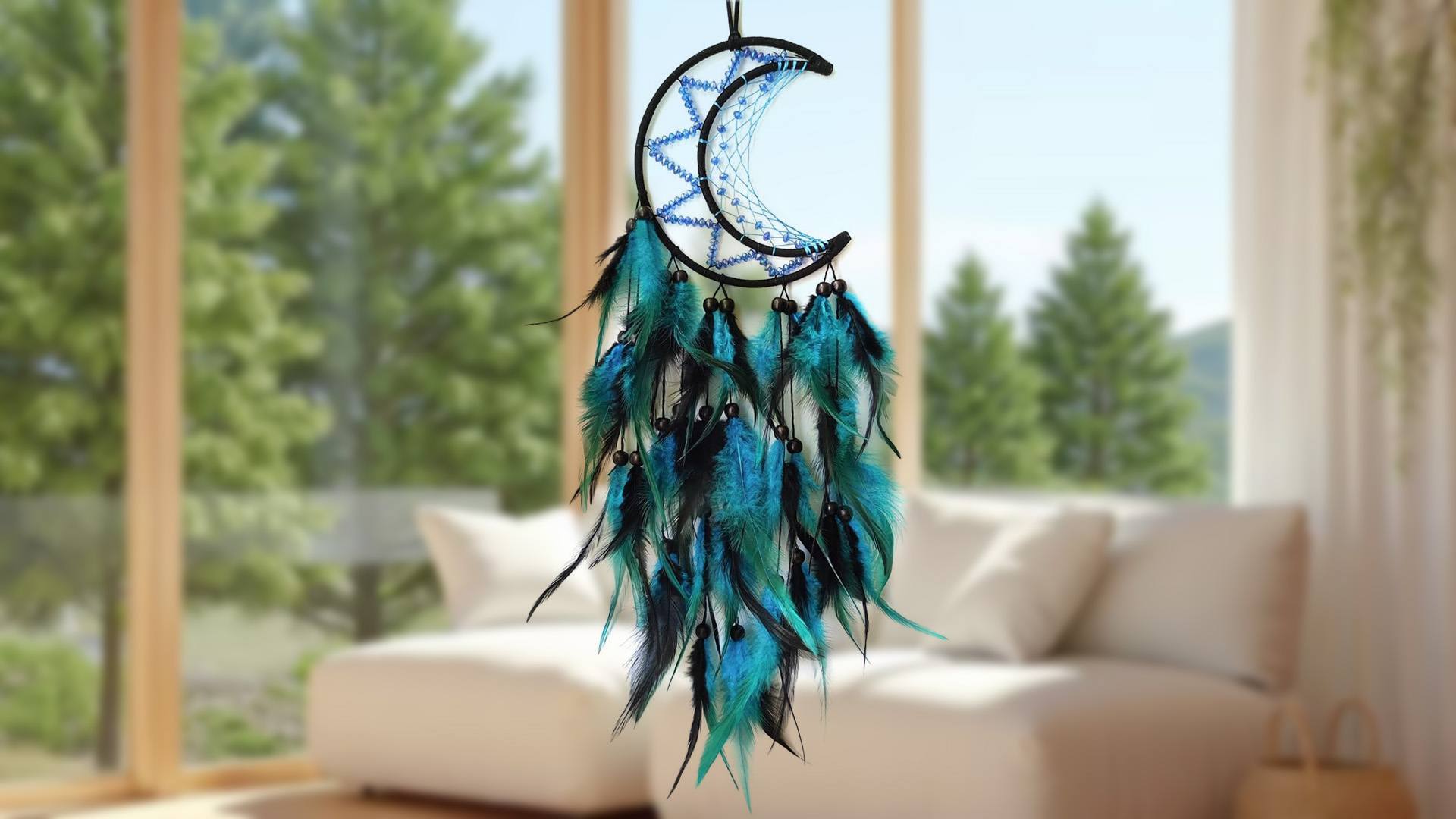 Amazon.com: SOYUZU Moon Dream Catcher Black and Blue Dream