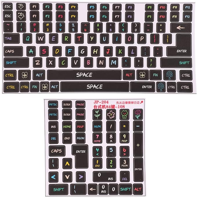 2PCS/Pack Universal English Keyboard Stickers, Frosted Surface Replacement