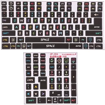 Vikye 2-Pack Universal English Keyboard Stickers, Frosted, PVC, Scratch Resistant, Suitable for 84-108 Keys Mechanical Keyboards