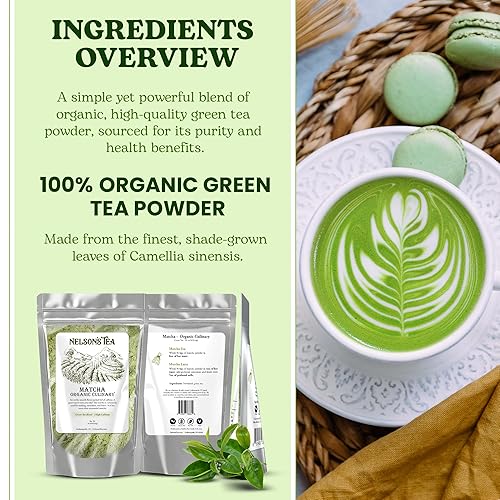 Miniatura 20 de Nelson's Tea - Matcha culinaria - Polvo de té verde orgánico - 2 oz.