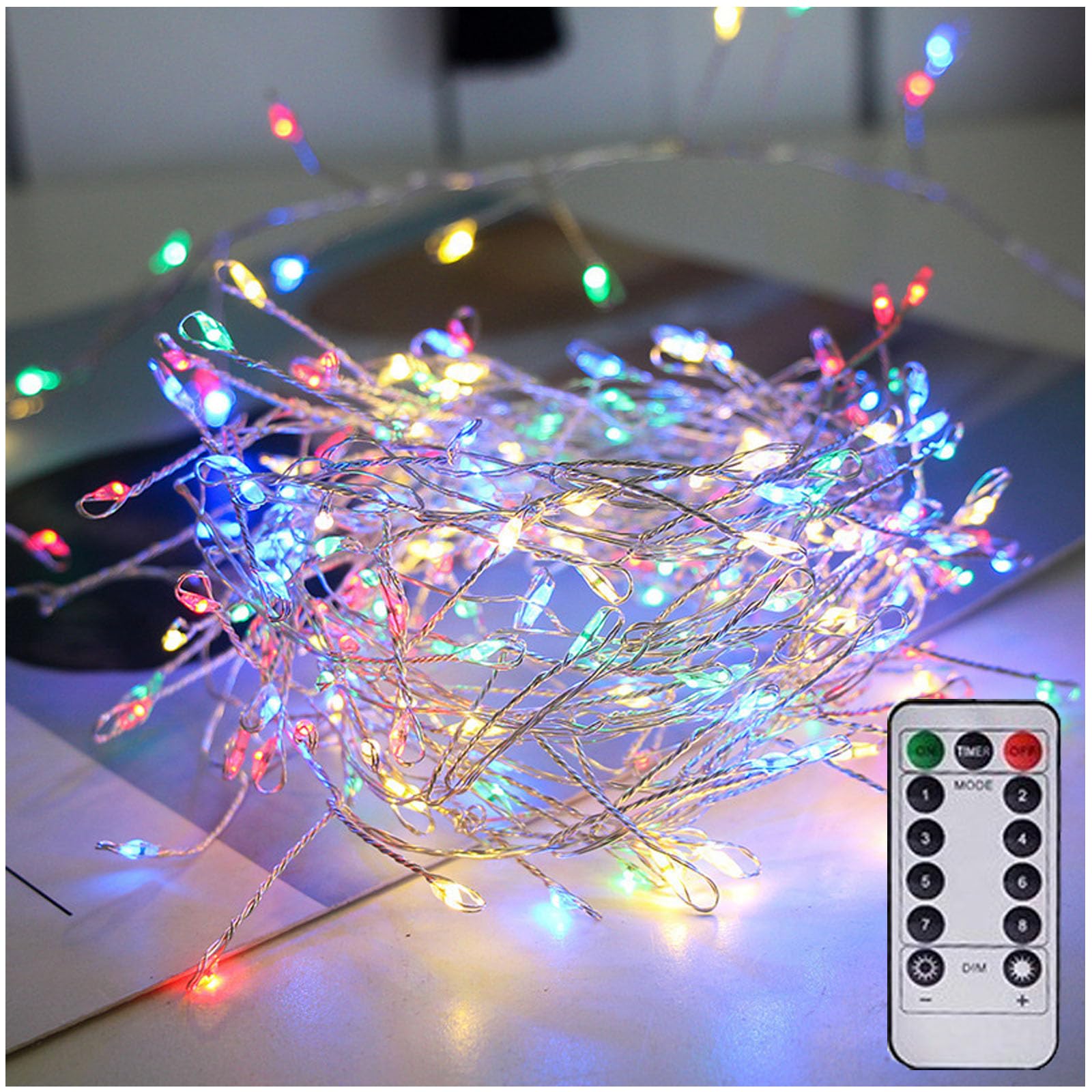 LED Copper Wire Firecracker Light String,Copper Wire Firecracker Fairy Lights with Remote,Holiday Decoration Atmosphere Lights for Mantle Bedroom Window Weddings Christmas Tree (Colored,19.68ft)