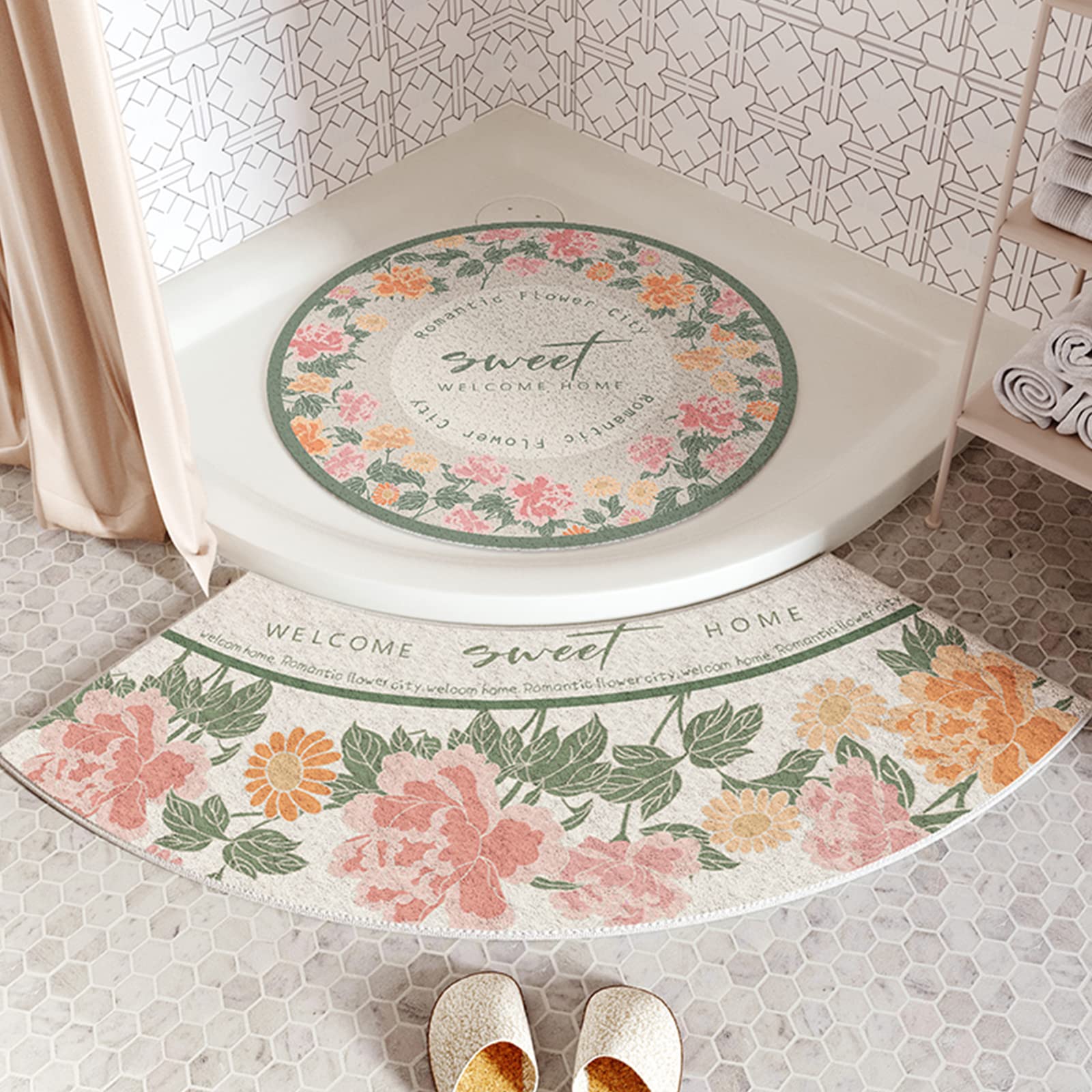 Curved Bath Mat Shower Bath Mat Bath Mat Non Slip Shower Mat Non Slip Mat Bath Tub Shower Mat Non Slip Water Mat Curved Shower Mat Water Machine Absorbent Bath Mat Curved Bath Mat Corner Shower Mat