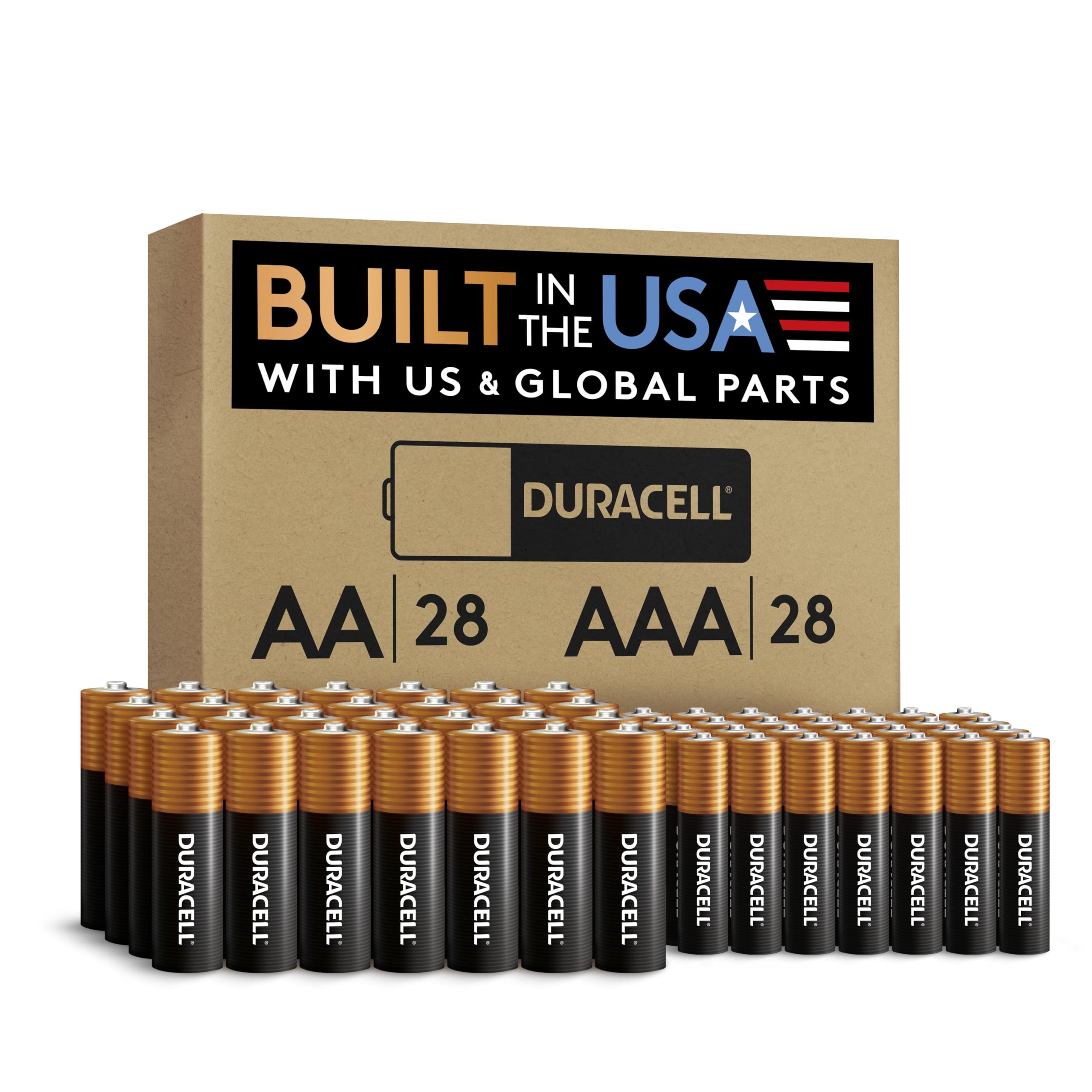 Duracell Coppertop AA + AAA Batteries, 56 Count (Pack of 1), Re-closable Pack for Easy Access and Organized Storage, Contains 28 Double A Batteries and 28 Triple A Batteries