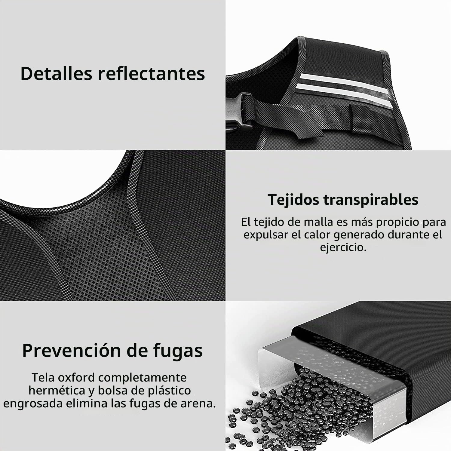 PROIRON Chaleco Lastrado 10/20kg, Incluido 20 Paquetes de Peso, Lastre Ajustable, Chaleco con Peso con Banda Reflectante para Entrenamiento de Fuerza, Jogging, casa, Gimnasio, Cardio, Crossfit