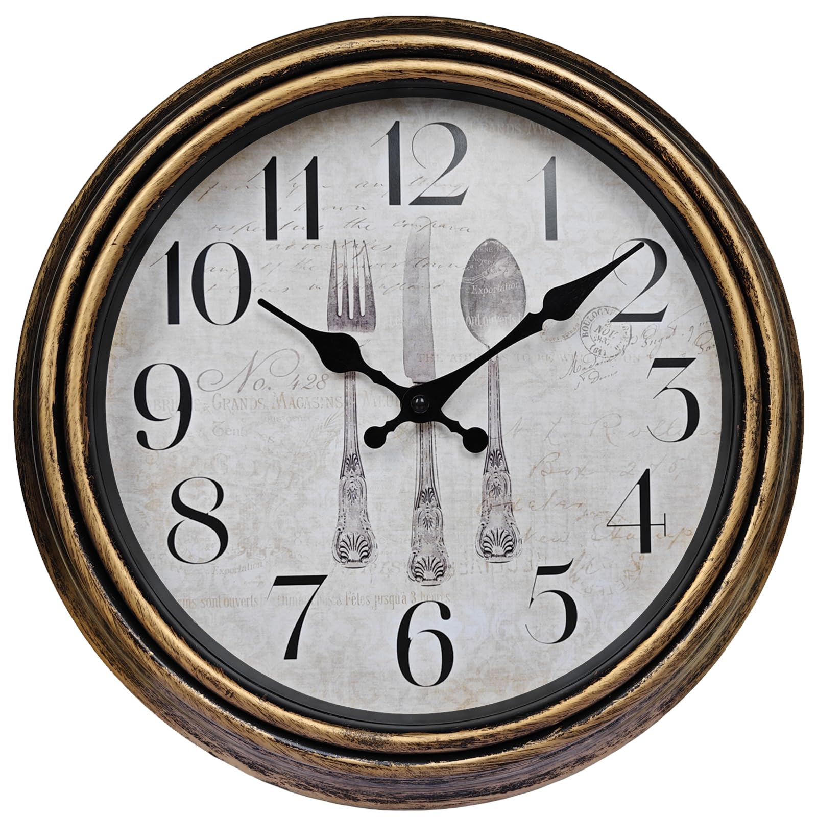 WOOPHENVintage Wall Clock, 16" Extra Large Silent Non Ticking Retro Wall Clocks Quality Quartz Battery Operated Round Decorative Easy to Read for Home Kitchen Living/Bedroom Office School (Bronze)