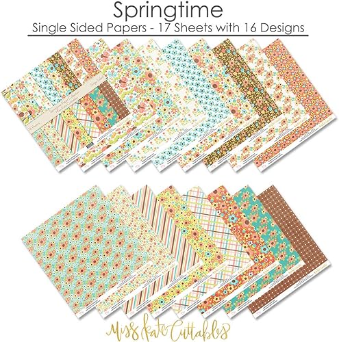 Miniatura 7 de Paquete de papel de patrón – Springtime – Scrapbook Premium Specialty Paper de una cara 12 x 12 pulgadas, colección incluye 16 hojas – por Miss Kate