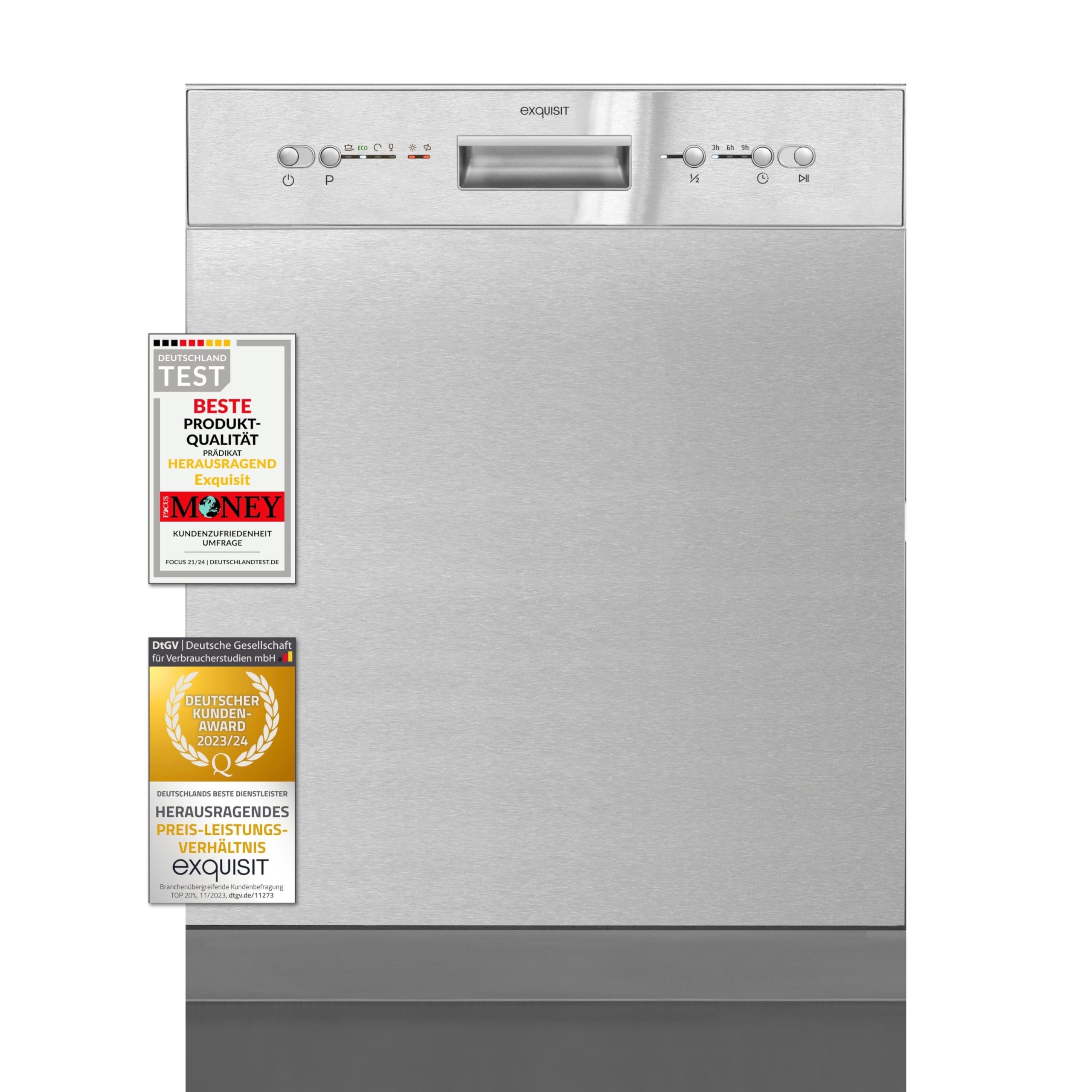 Exquisit Geschirrspüler EGSP6112-EF-030E Inox - Spülmaschine 60 cm