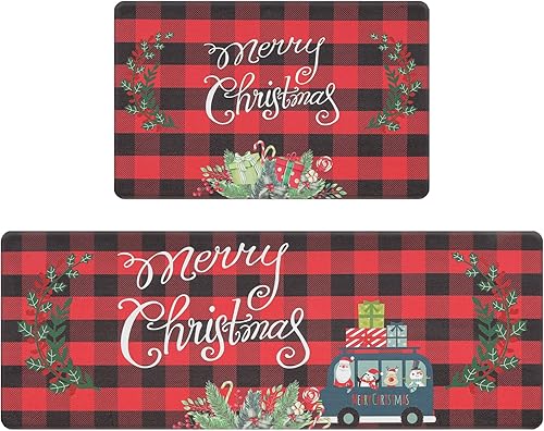 U'Artlines Juego de 2 alfombras de cocina antifatiga para el hogar, oficina, antideslizantes, impermeables, resistentes, cómodas, para oficina,