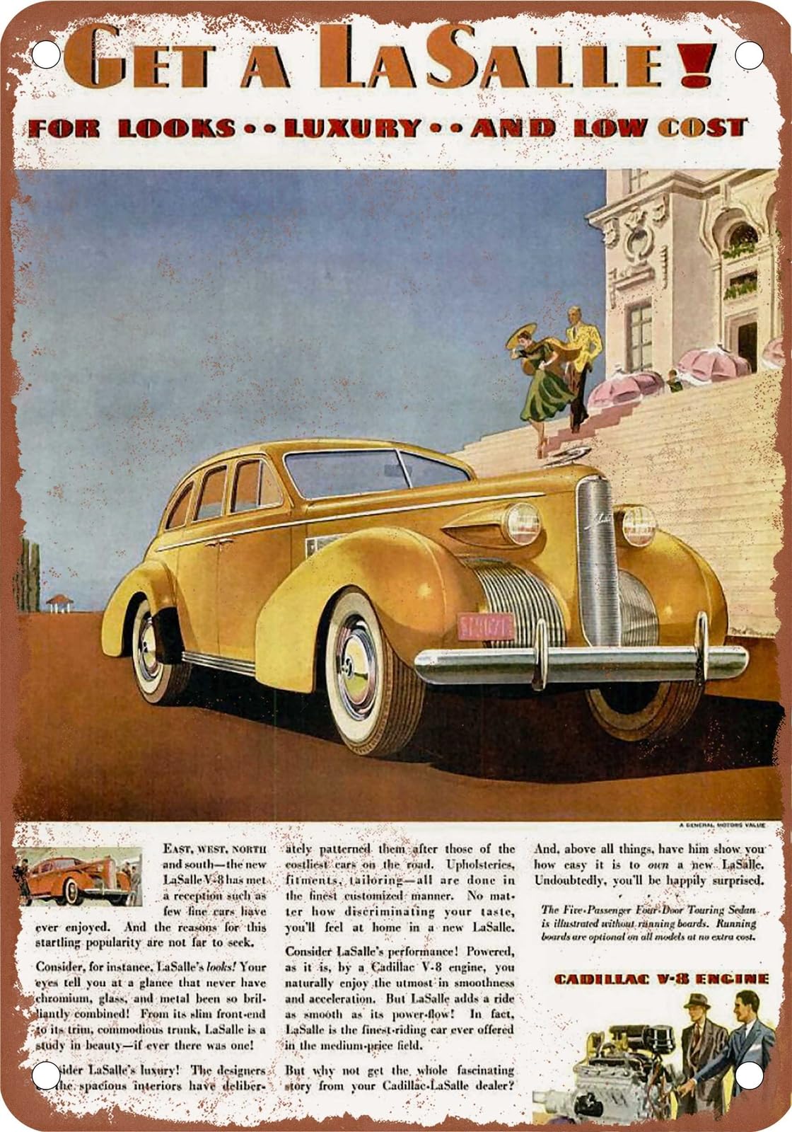 Miaomansenstore Metal Sign - 1939 Lasalle Vintage Ad 05 - Old Retro Rusty Look Home Decor