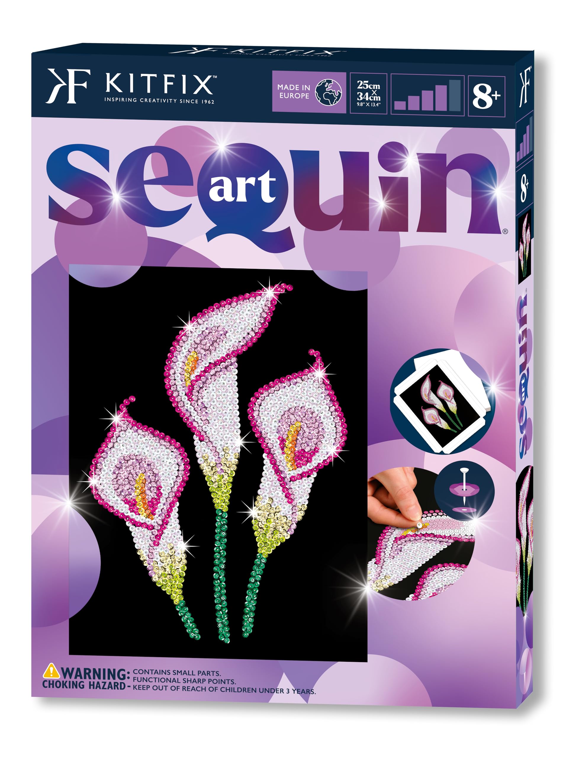 Sequin Art Purple Craft Kits (Calla Lily), 28 cm x 37 cm