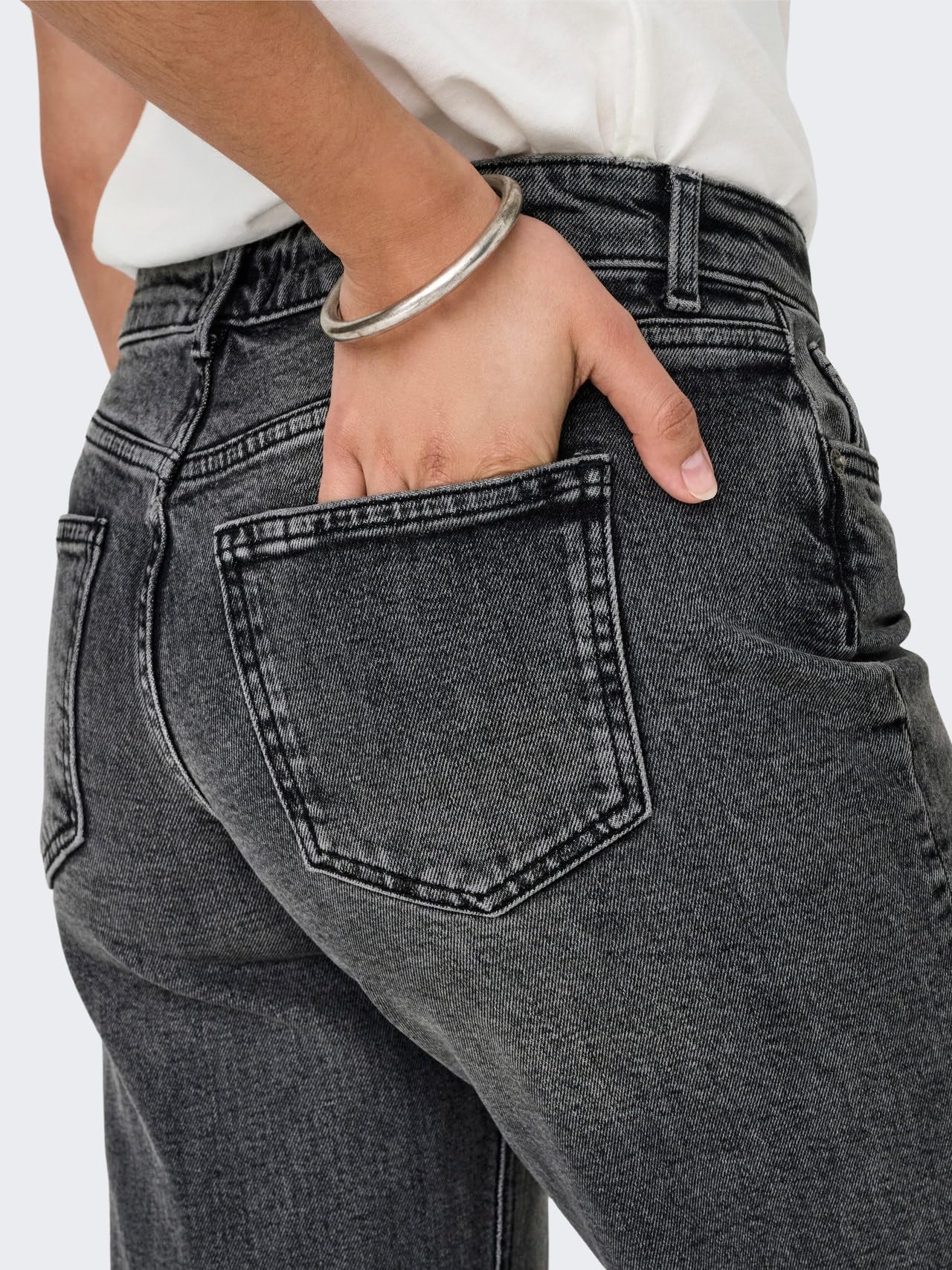 Only Femme Onljuicy LW Wide DNM Dot890 Noos Jean Large, Dark Grey Denim, 27W / 34L EU