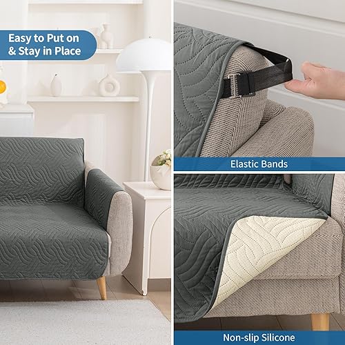 Miniatura 4 de Deep Dream Fundas para sofá 100% impermeables, fundas acolchadas antideslizantes para sofá de 3 cojines, funda de sofá para perros, funda lavable,