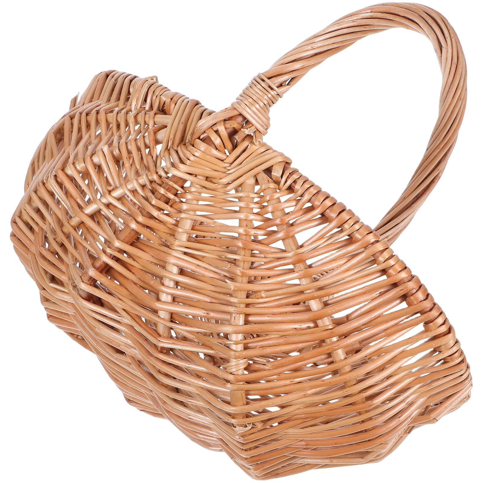 SEWACC Cesta de Mano Tejida de Mimbre 27 CM Pequeña Ovalada para Picnic Cesta para Recoger Huevos y Frutas para Verduras y Compras al Aire Libre