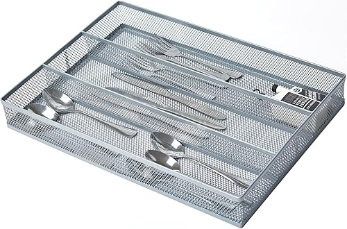 SETTFRFE Organizador de cajones de malla metálica 2P, organizador de cubiertos, soporte para cubiertos, bandeja de utensilios de cocina para cajón,