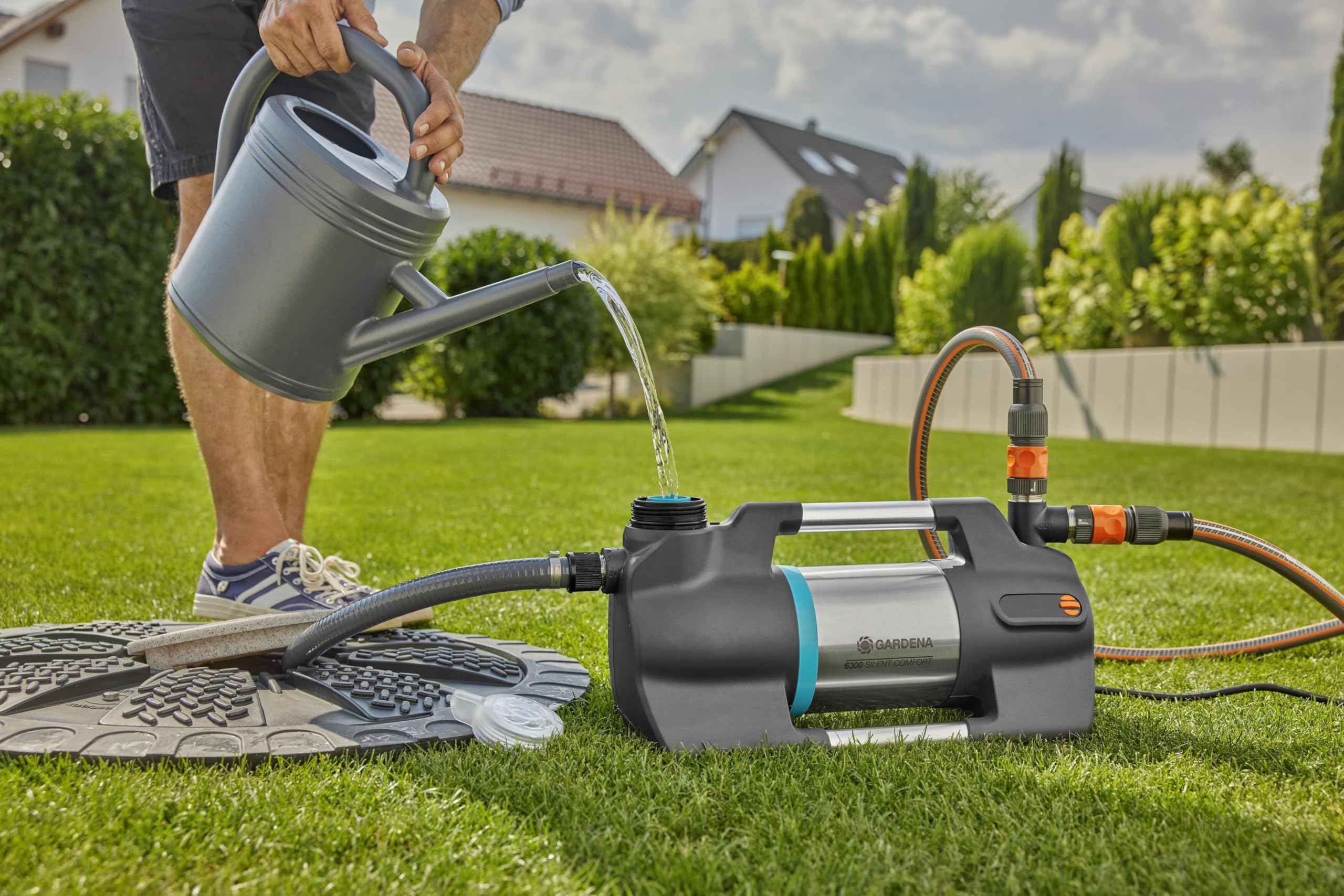 Gardena Gartenpumpe 6300 SilentComfort: Extra leise Bewässerungspumpe via App steuerbar, Fördermenge 6300 l/h, Trockenlaufsicherung, rostfreier Edelstahl, stromsparend und wasserfest (9058-20)