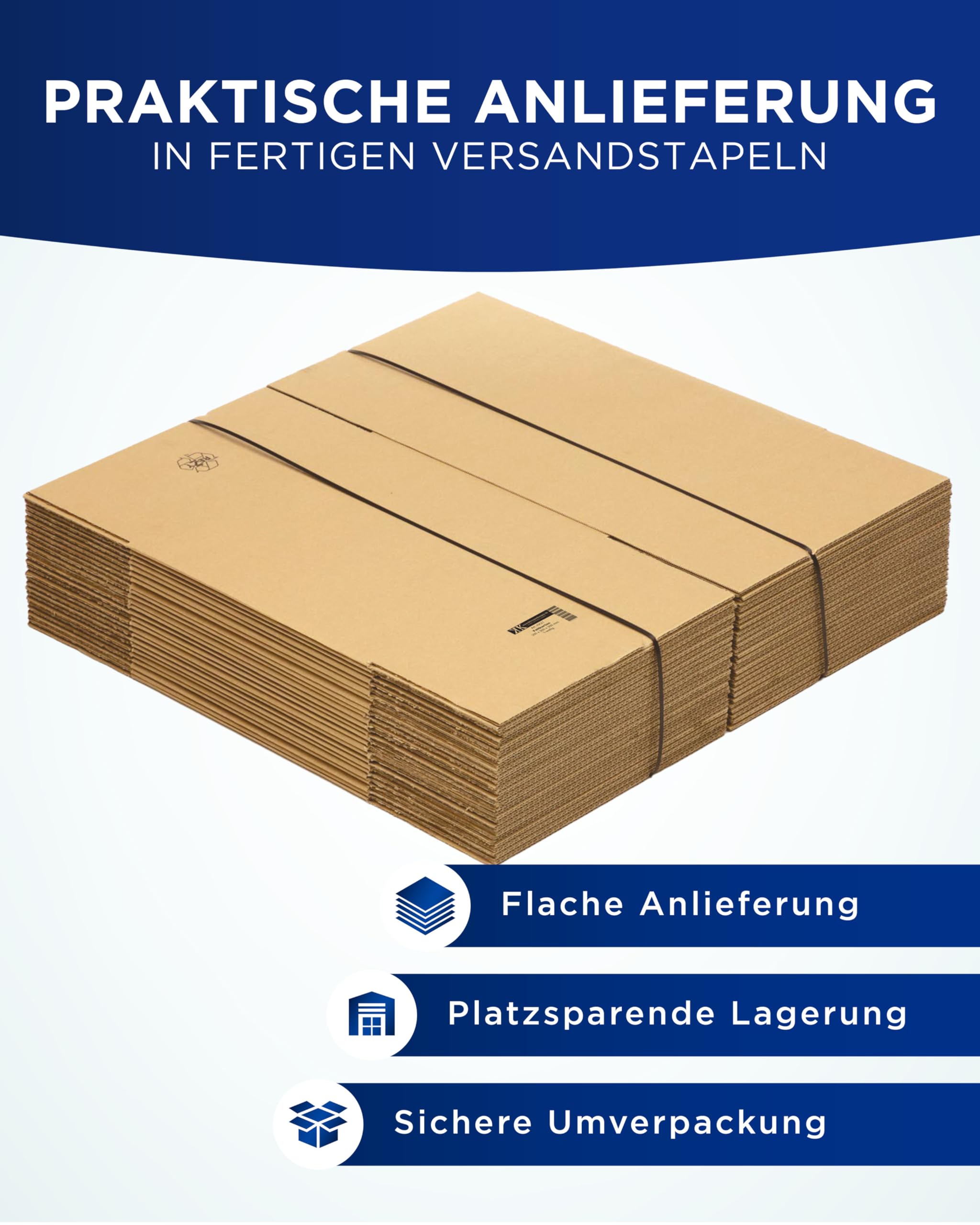 Faltkartons, 300 x 300 x 300 mm, 50 Stück | Kartons aus Wellpappe | Ideal für Warensendungen