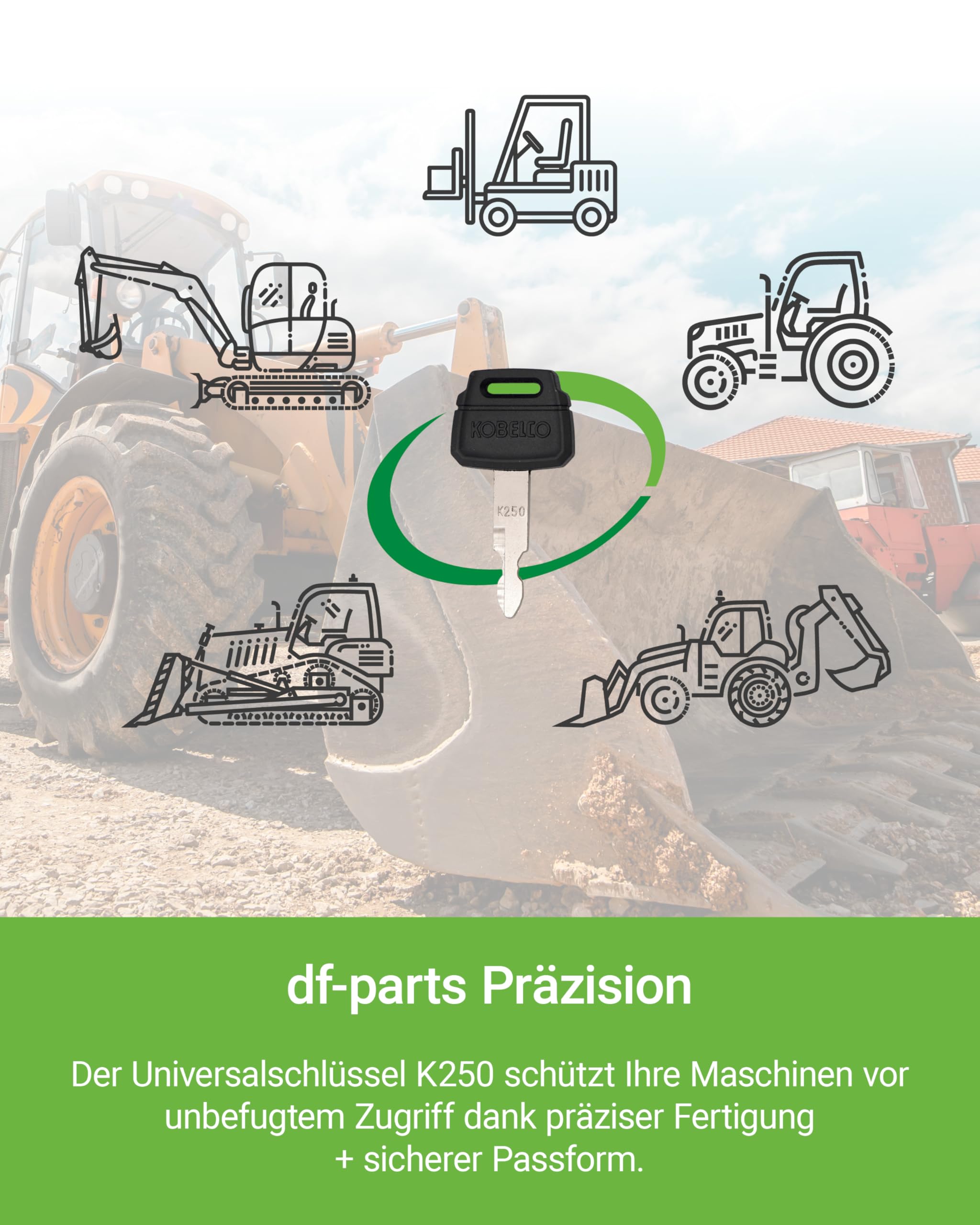 Schlüssel K250 Universalschlüssel Baumaschinenschlüssel für Kobelco New Holland Bagger Radlader Starterschlüssel Zündstarterschlüssel Canycom Dumper (10)