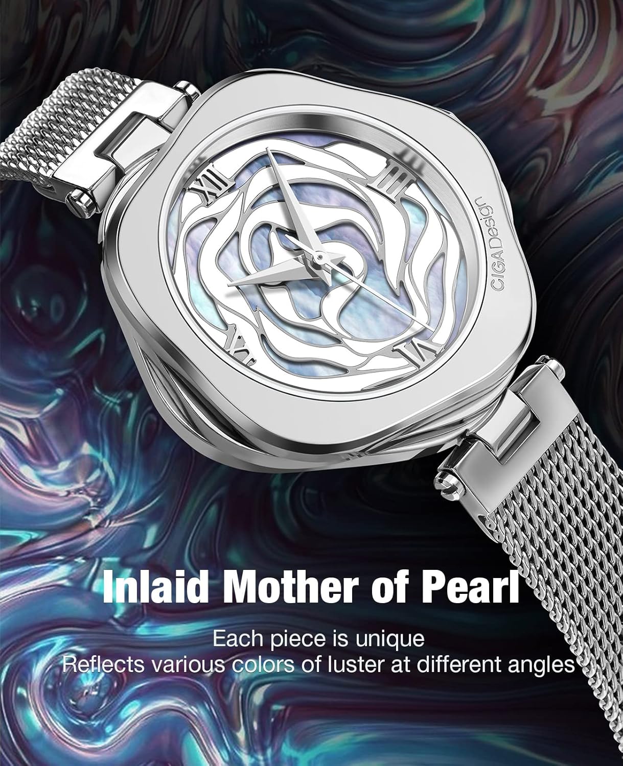 CIGA Design Orologio Donna - R Series Rosa di Danimarca Orologi Donna 40mm/32mm da Polso al Quarzo/Meccanico con Regalo di Collana, Cinturino in Milanese o Pelle