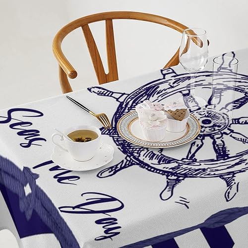 Miniatura 2 de Mantel náutico de Acción de Gracias con temática de vida marina, 60 x 120 pulgadas, manteles blancos de tela para fiestas de comedor, bufé, fiestas