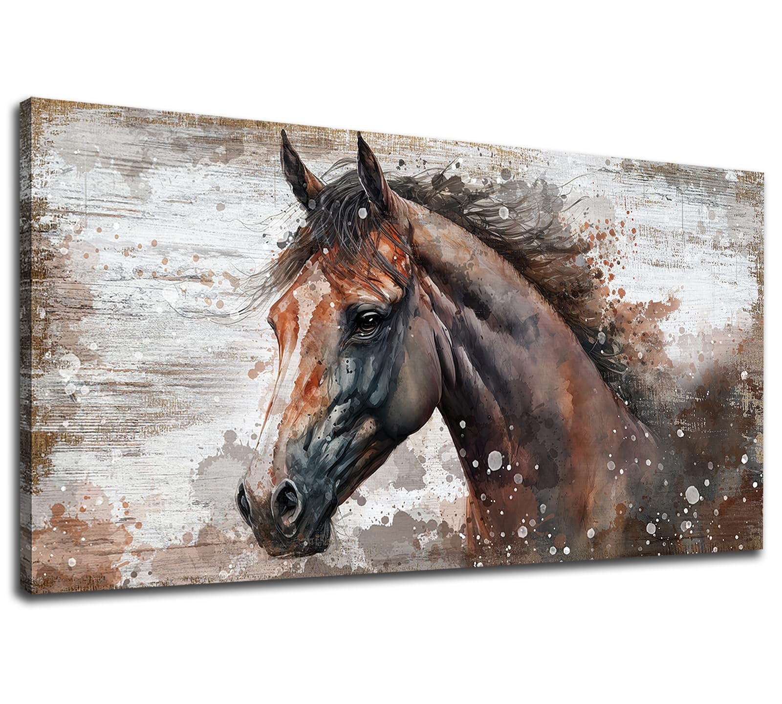 木製アート作品 馬の絵柄 Amazon.co.jp: 大きな馬のキャンバスウォールアート - 茶色の馬の絵 壁
