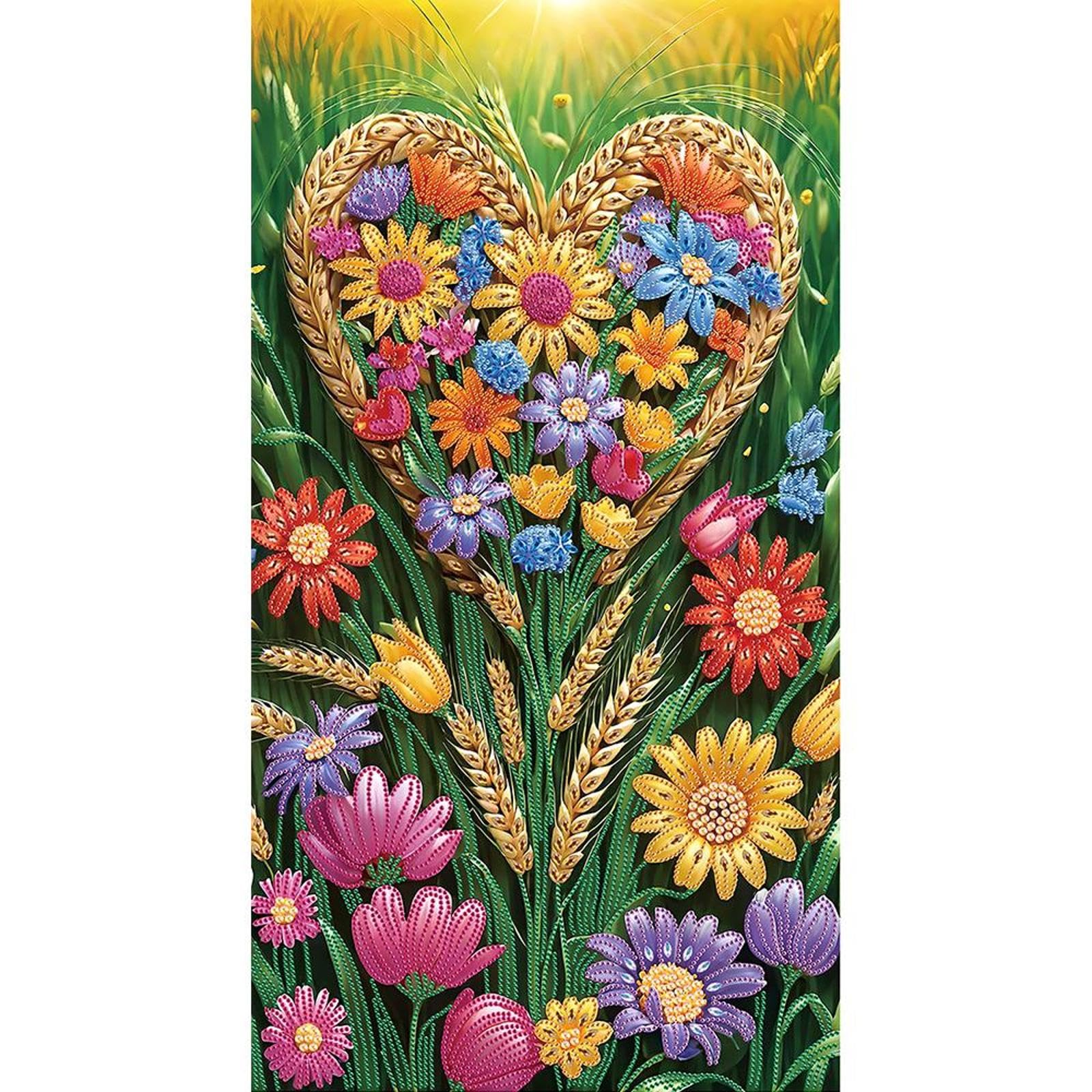 Large Special Shape Diamond Art Painting Kits for Adults – 5D Crystal Rhinestone DIY Craft, Big Diamond Mosaic Wall Decor Gift 15.7x27.5 Inch(Heart Flower)