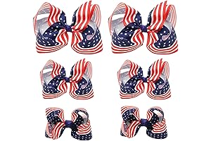 6PCS Mexico Flag Theme Grosgrain Ribbon Hair Bows for Little Girls