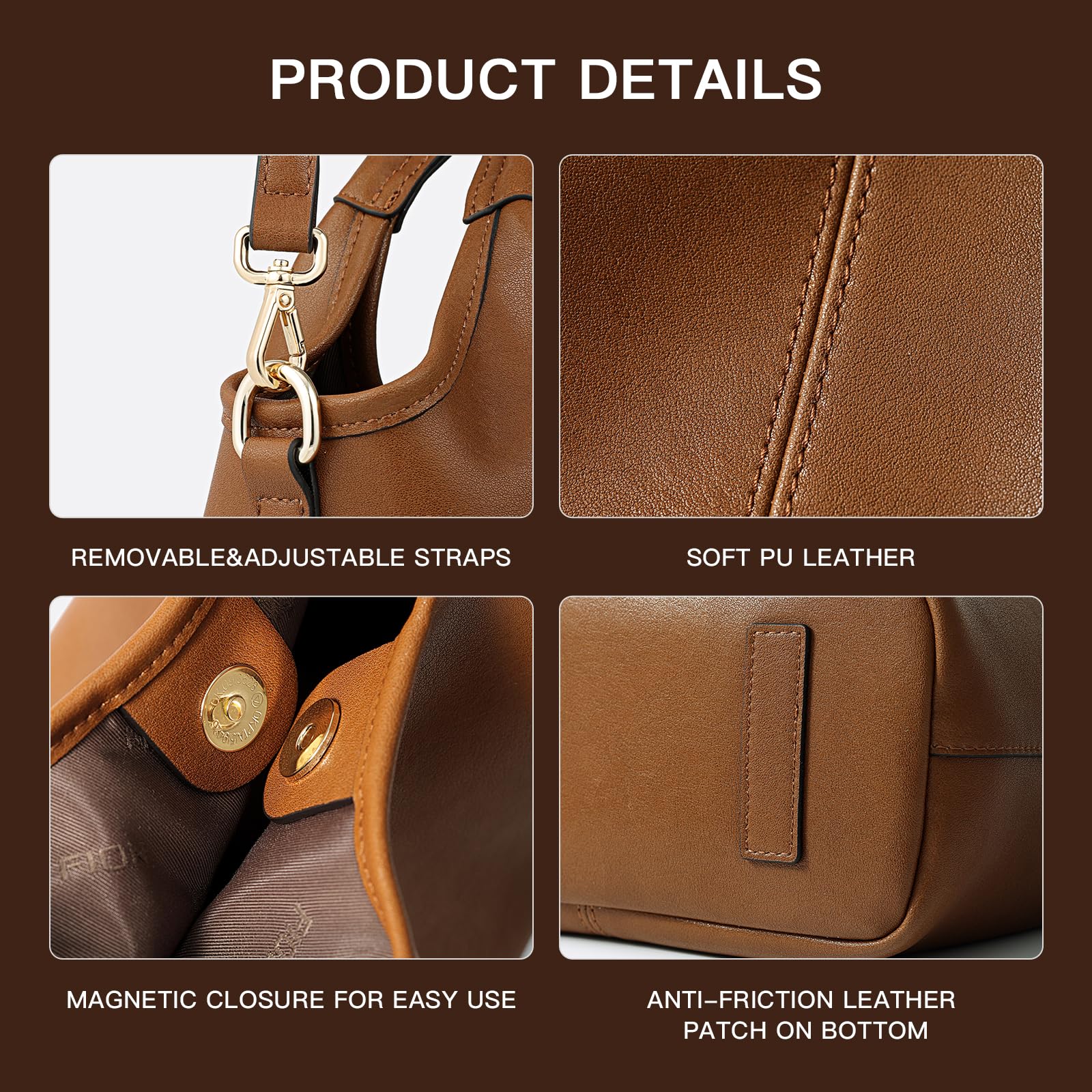 FION Leather Crossbody Hand Bags, Top Handle Shoulder Tote Bags for Women with Small Zipper Cross Body Purse