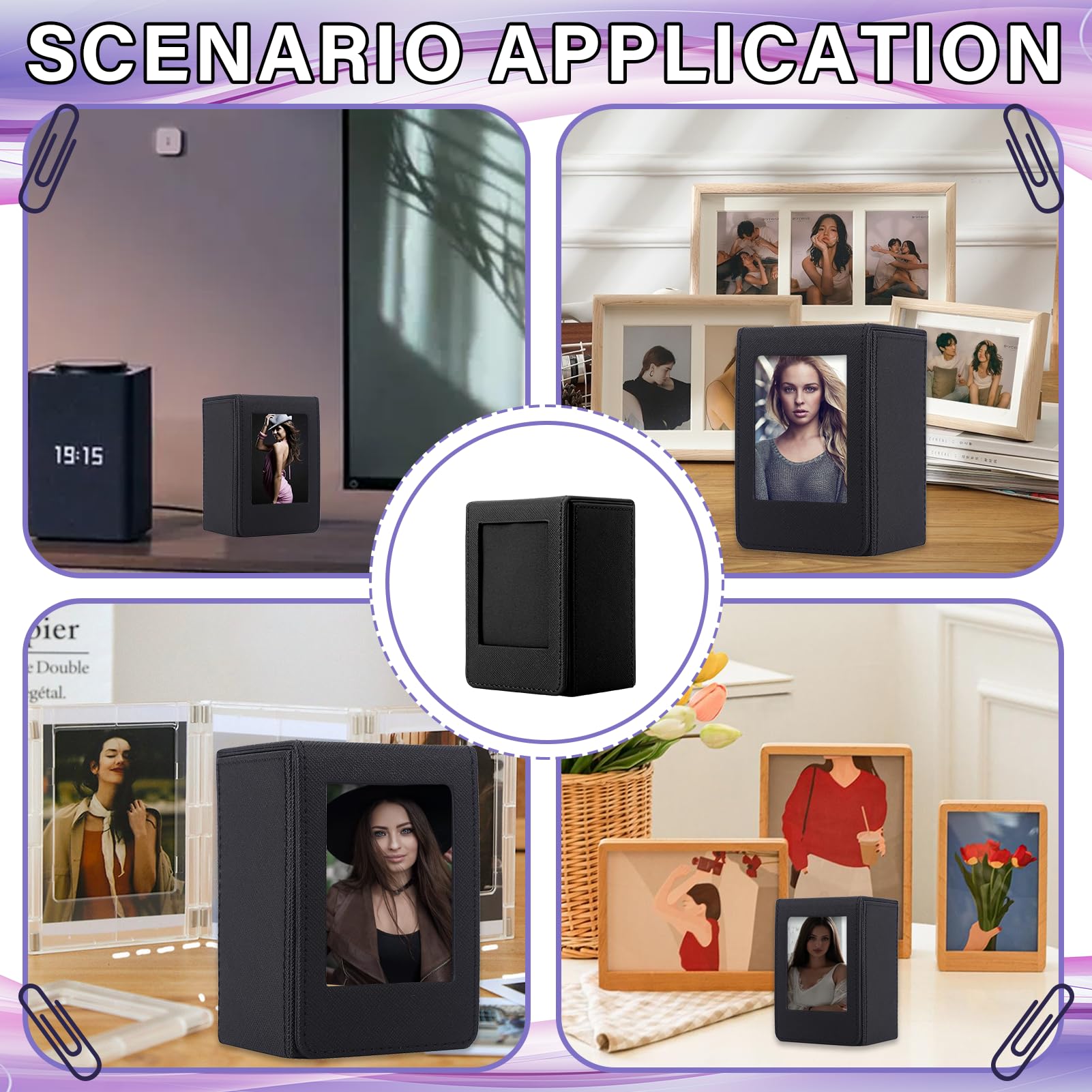 Boîte de Rangement Photo pour Instax Mini – Étui de Stockage 3 Pouces Noir, Compatible avec Fujifilm Instax Mini Film (54x86mm)