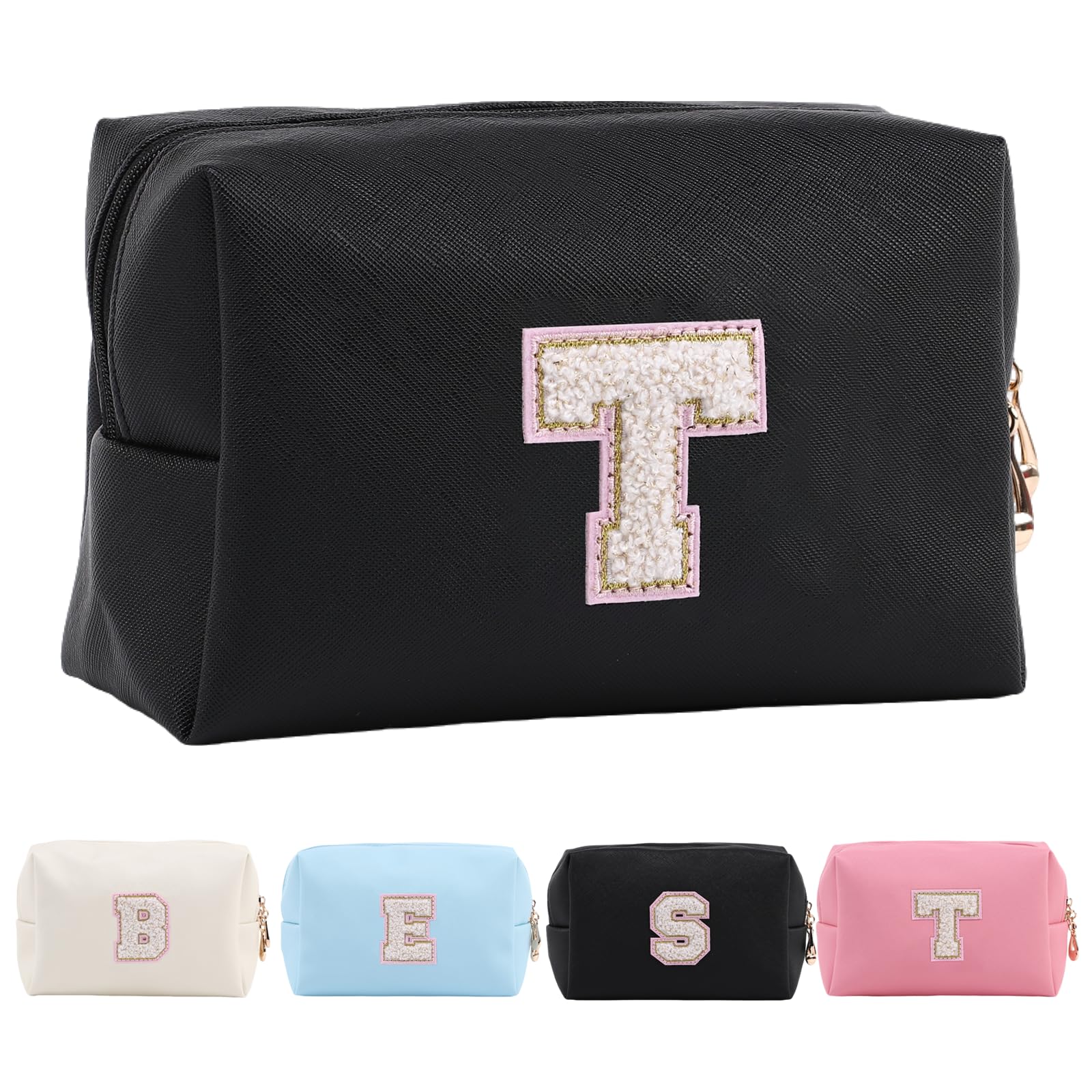 Personalized Makeup Bag,Waterproof Travel Makeup Pouch Cosmetic Bag Birthday Gift for Women Mom，Bride Bridesmaid Cosmetic Bag A-Z — view 130
