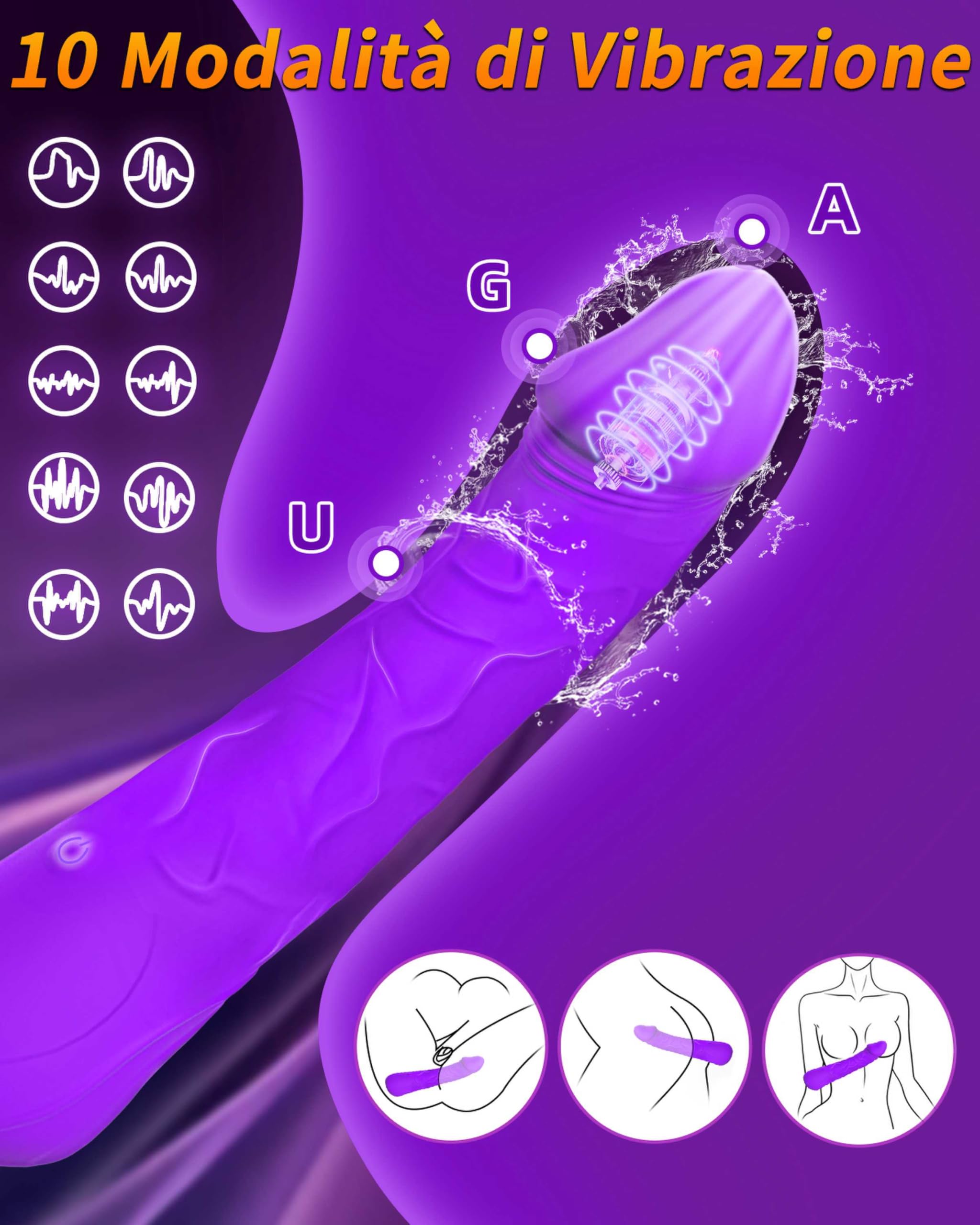 Coyoho Vibratoreper Donna Punto G Squirting Sex Toys Realistico Dildo Clidoride Uomo 10 Modalità Sexyshop Oggetti (viola)