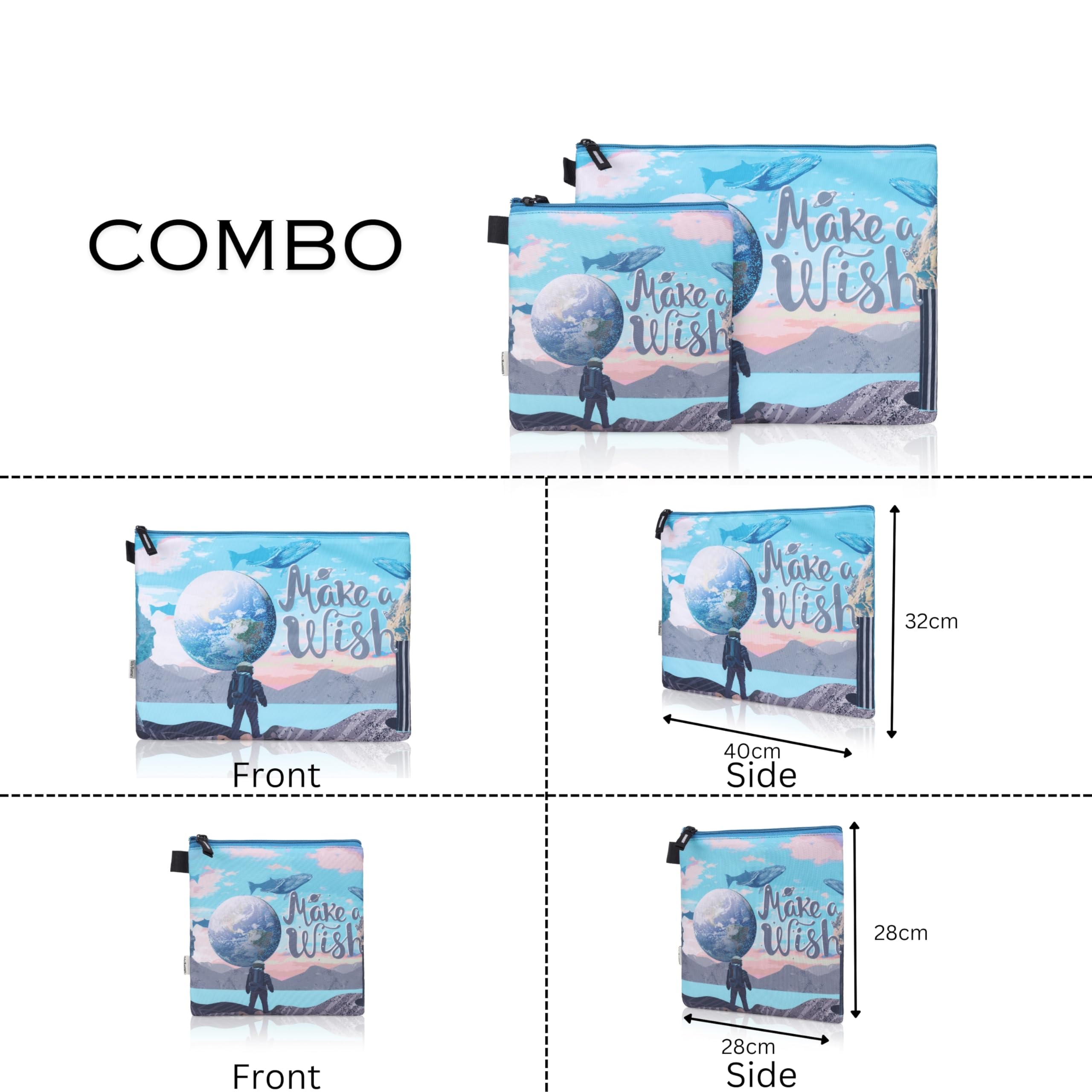 New Twin Space Printed Combo Folder Set Jr. | A4 & Mini Water-Resistant Folders | Cushioned, Padded, Stylish & Washable | Perfect for Documents, Gadgets, Art Supplies, Travel & Kids Accessories 2