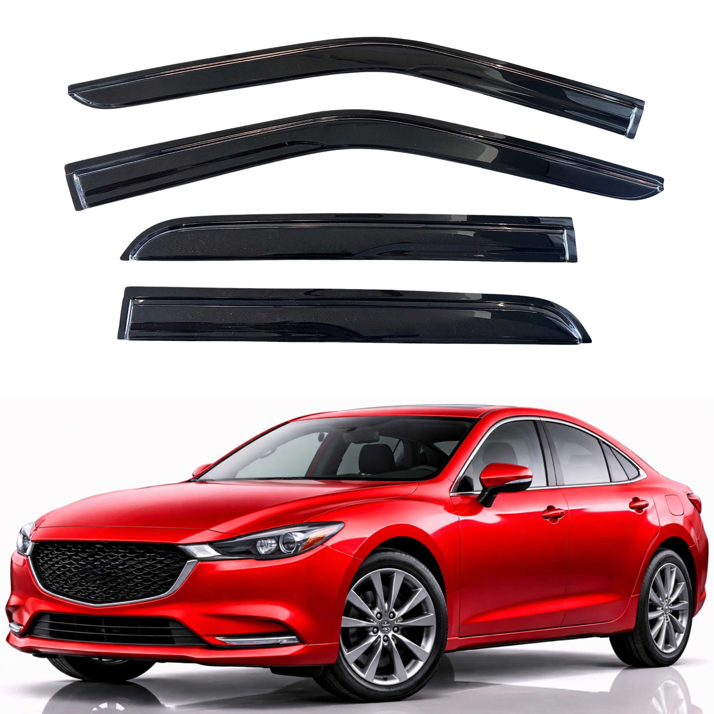 KPY Rain Guards Fit for 2014-2021 Mazda 6, Out-Channel Window Visors Vent Wind Deflectors 4PC, Car Accessories for 14-21 Mazda 6