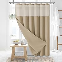 Vista 40 de Dynamene Cortina de Ducha Larga de Tela Blanca - Cortinas de Ducha de Tela de Nido de Abeja Texturizadas y Resistente para Baño, 256GSM Juego Grande