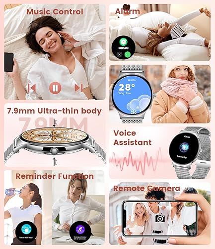 Miniatura 5 de LIGE Reloj inteligente para mujer, relojes inteligentes AMOLED de 1.43 pulgadas, más de 100 modos deportivos, rastreador de fitness, relojes