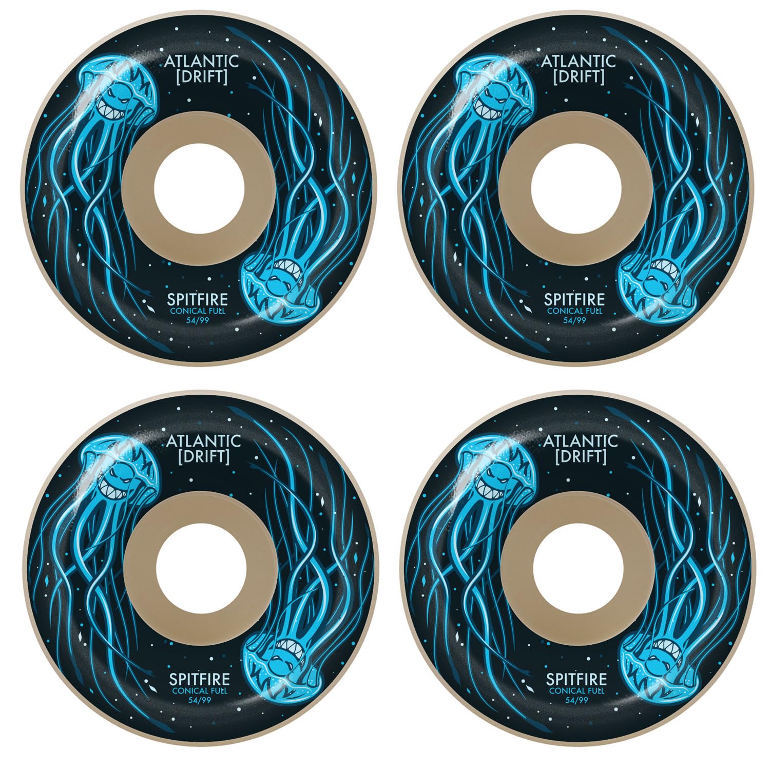 Spitfire Skateboard Wheels F4 99A Conical Full Atlantic Drift Natural 54mm