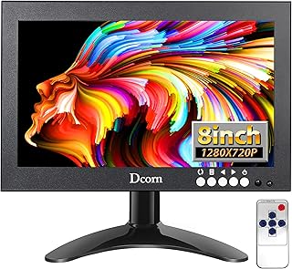 Dcorn 8 inch Mini Monitor, Small HDMI Monitor 1280x720 16:9 IPS Metal Housing Screen Support HDMI/VGA/AV/BNC Input with Wall Bracket&Remote Control,178 Full Viewing w/Speaker