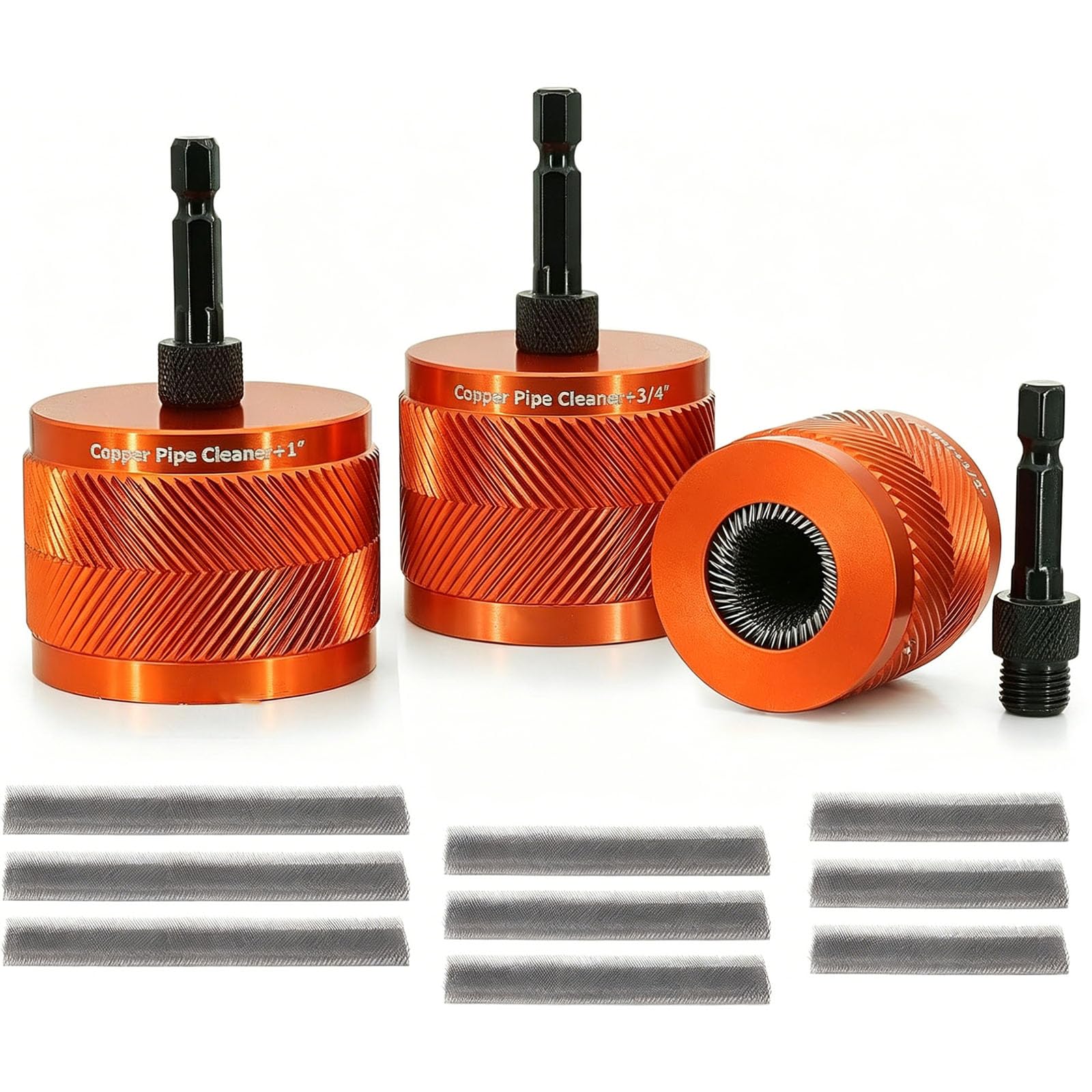 Cazstyk 12Pcs Multiple Size Pipe Polishing Brushes Aluminum Alloy Handle Resistant For Hvac And Automotive Maintenance Hexagonal Shank Tube Cleaning Brush