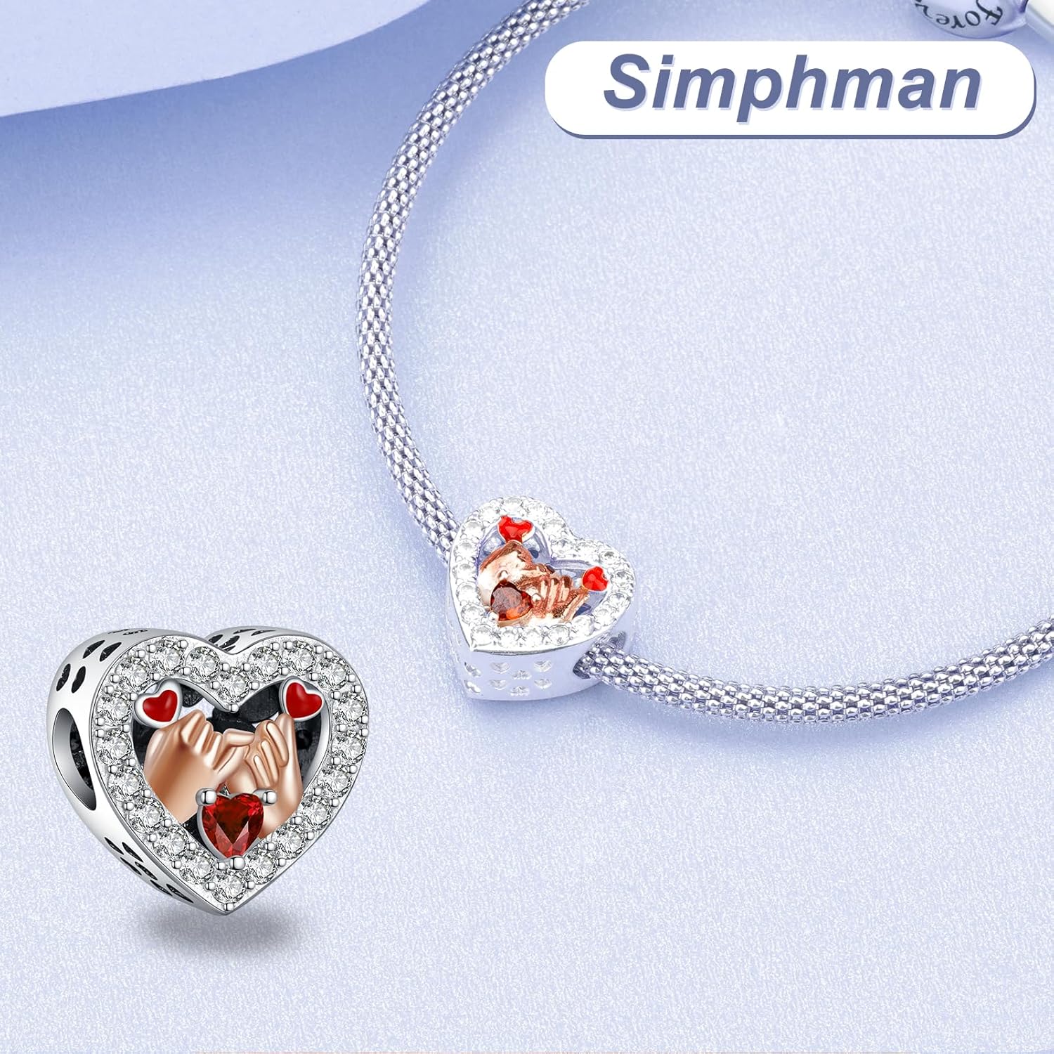 Heart Mother Family Animal Golden Charm 925 Sterling Silver Charms for Bracelets and Necklaces Bead Charms with Cubic Zirconia Jewelry Charm for Women Family Friends - Image 3