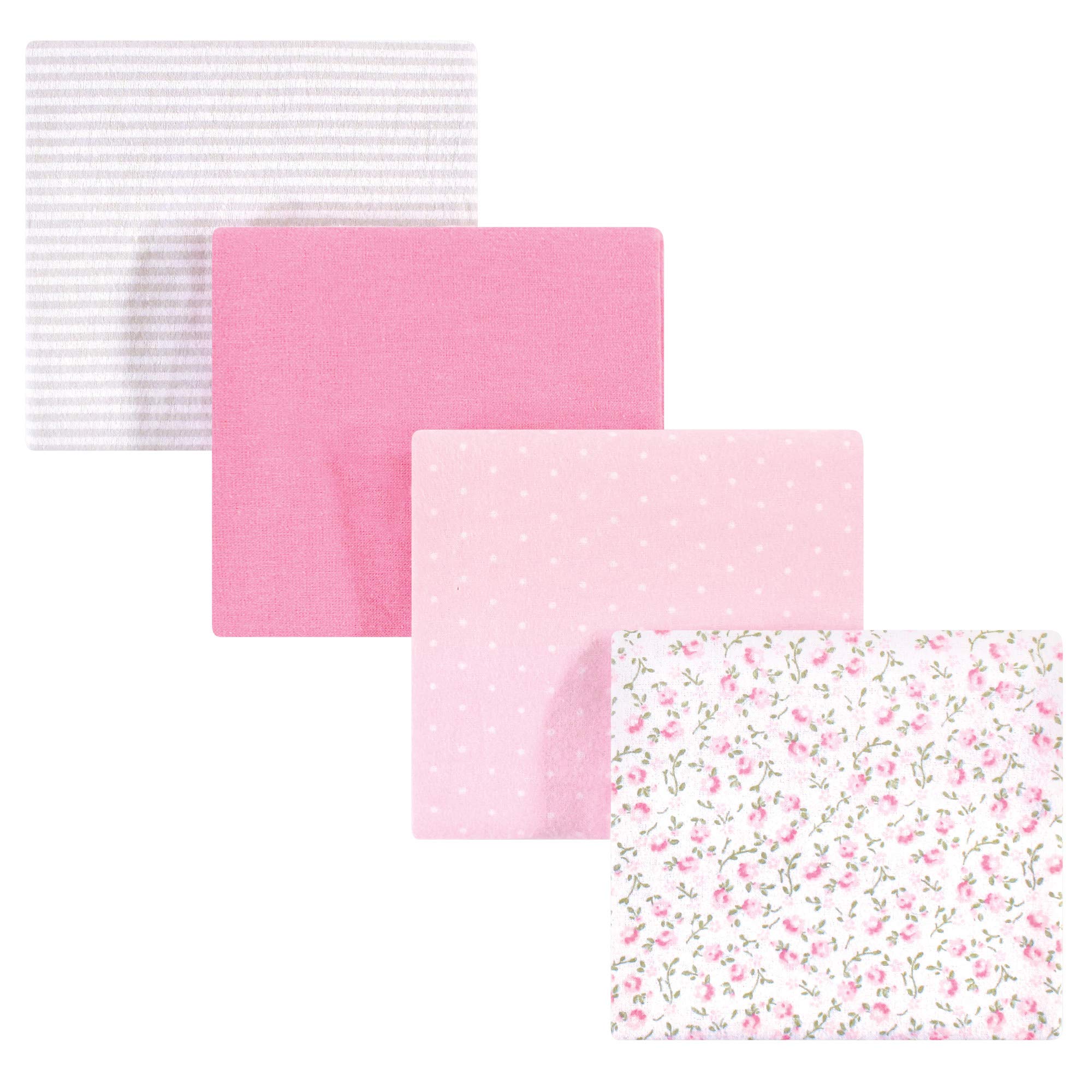 Hudson Baby Unisex Baby Cotton Flannel Receiving Blankets, Pink Peony, One Size