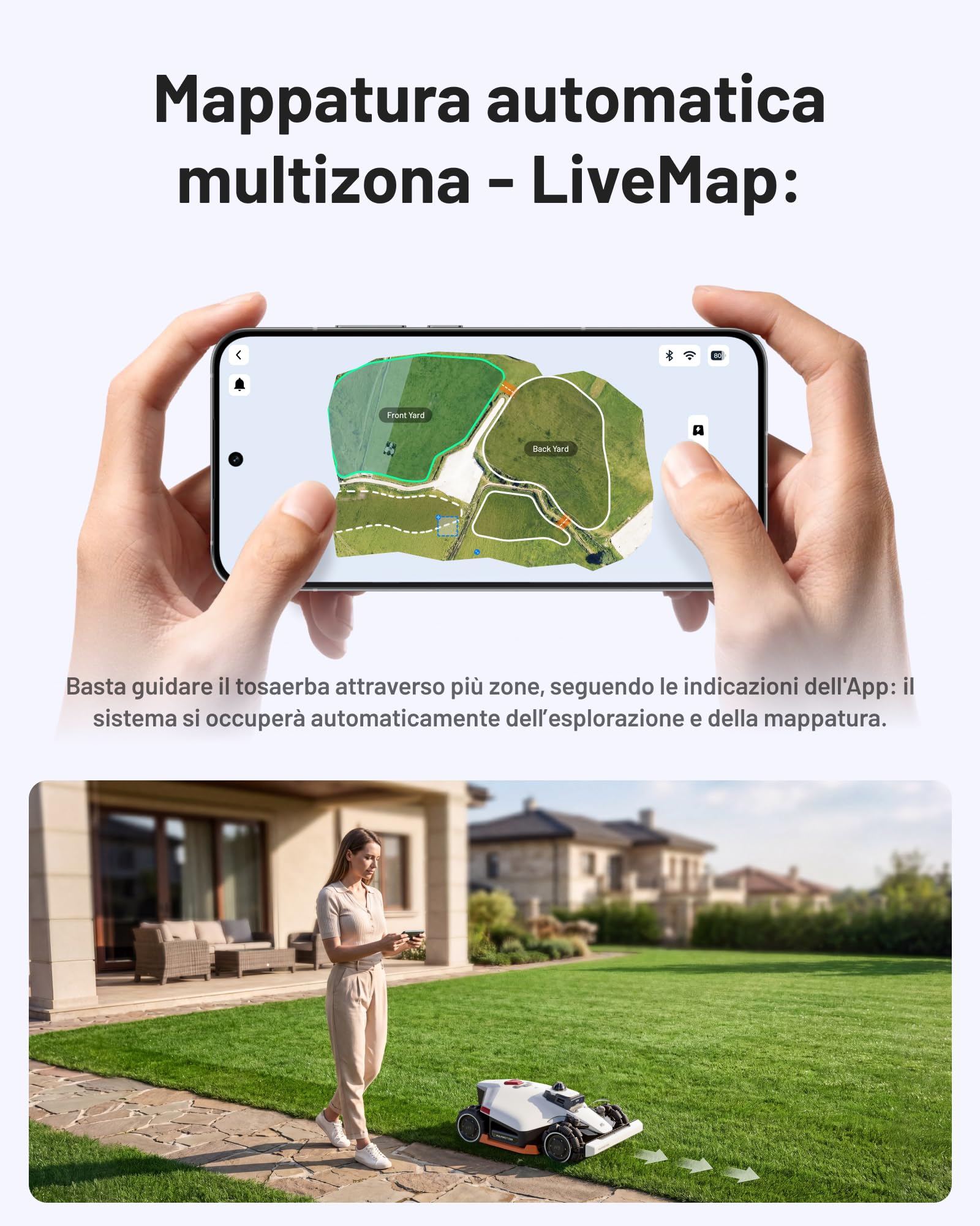 MAMMOTION LUBA 3 AWD 1500 Robot Tosaerba | Robot Tagliaerba LiDAR+Doppia Telecamera AI Vision a 360°, Pendenze all'80%, Gestione Multizona, Altezza di Taglio 25-70mm